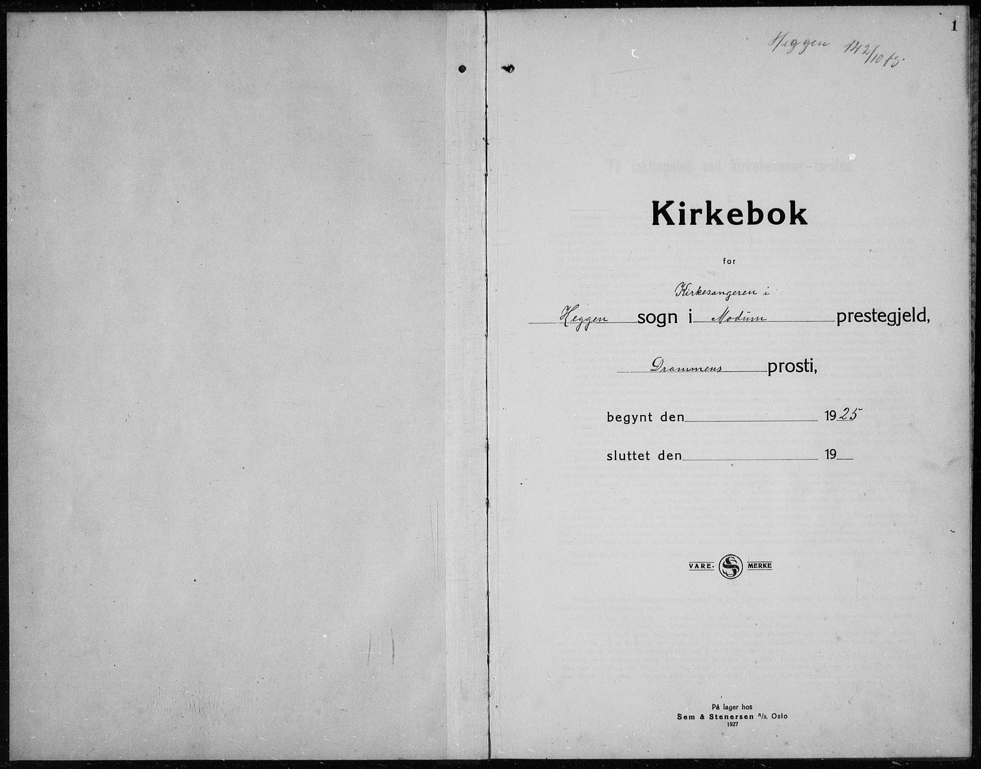 Modum kirkebøker, AV/SAKO-A-234/G/Ga/L0013: Parish register (copy) no. I 13, 1925-1938, p. 1