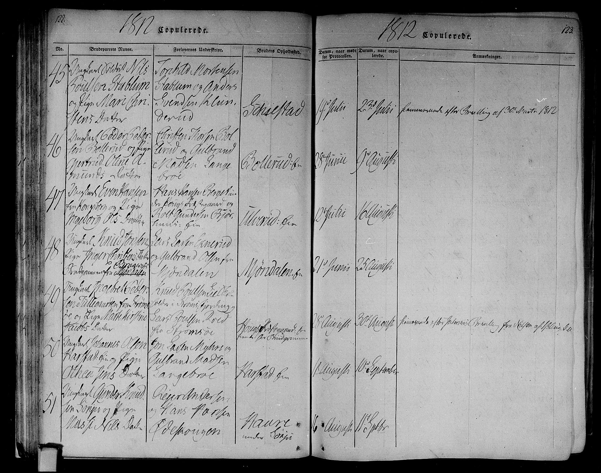 Eiker kirkebøker, AV/SAKO-A-4/F/Fa/L0010: Parish register (official) no. I 10, 1806-1815, p. 122-123