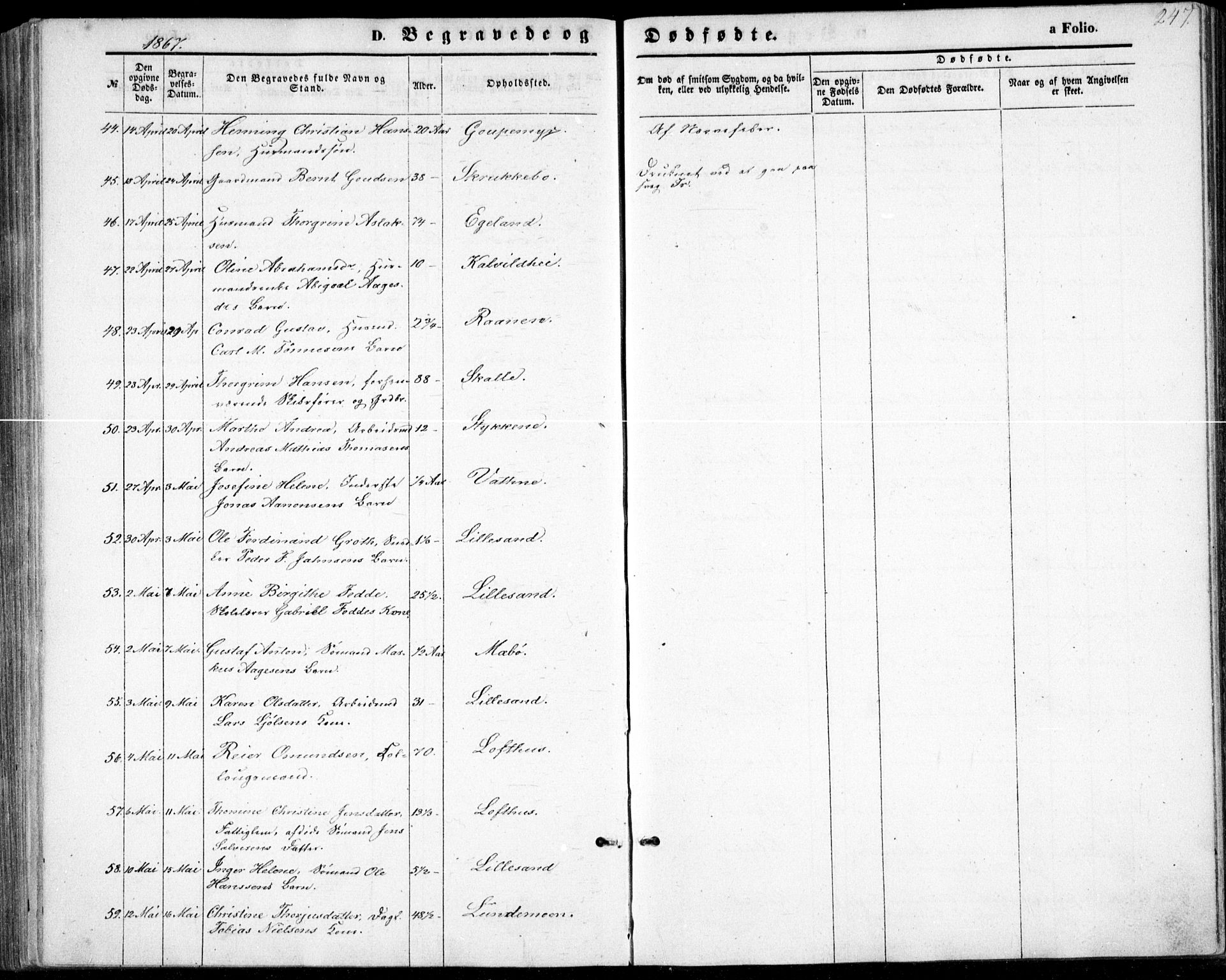 Vestre Moland sokneprestkontor, AV/SAK-1111-0046/F/Fb/Fbb/L0004: Parish register (copy) no. B 4, 1861-1872, p. 247