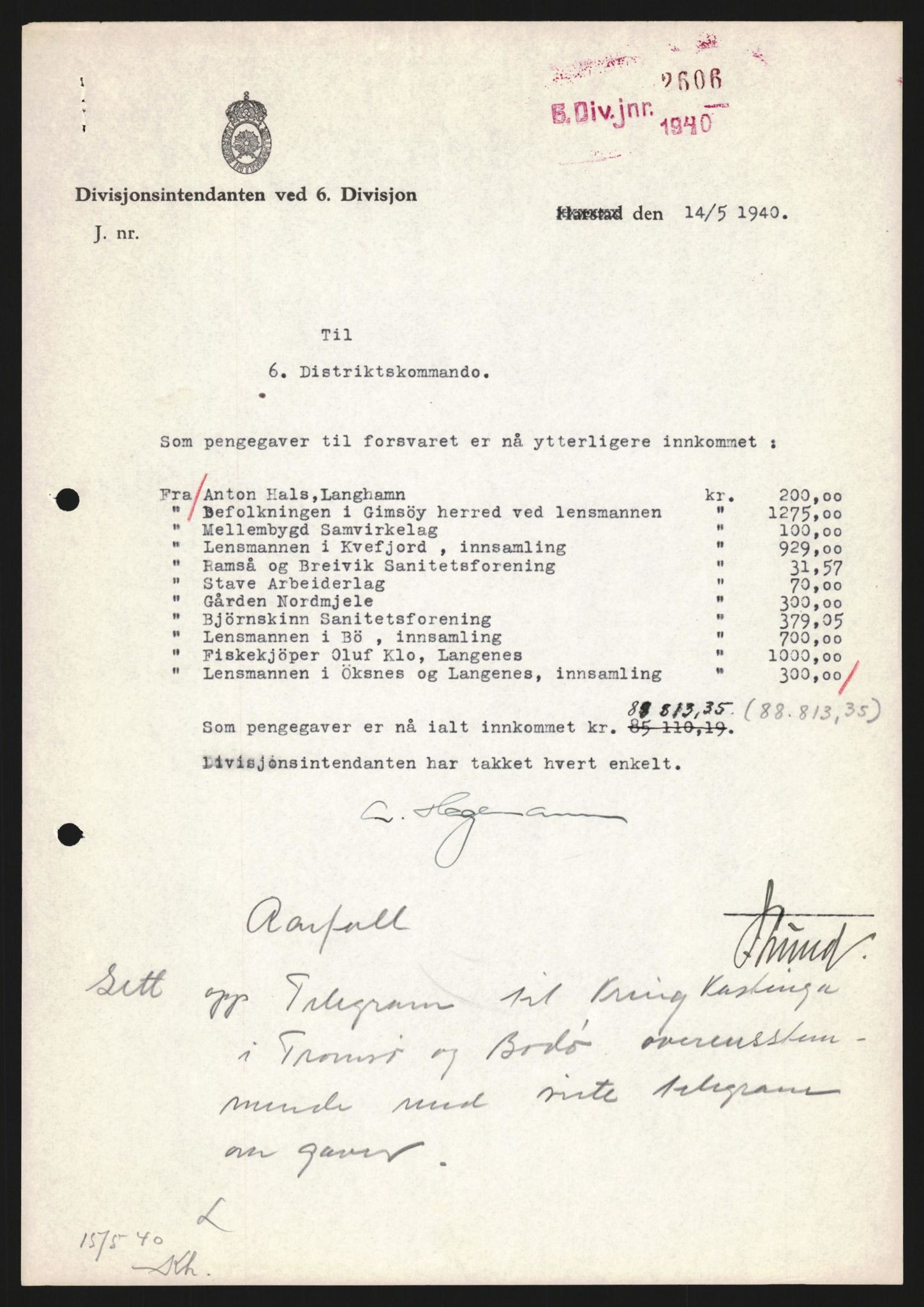 Forsvaret, Forsvarets krigshistoriske avdeling, AV/RA-RAFA-2017/Y/Yb/L0123: II-C-11-600  -  6. Divisjon med avdelinger, 1940, p. 601