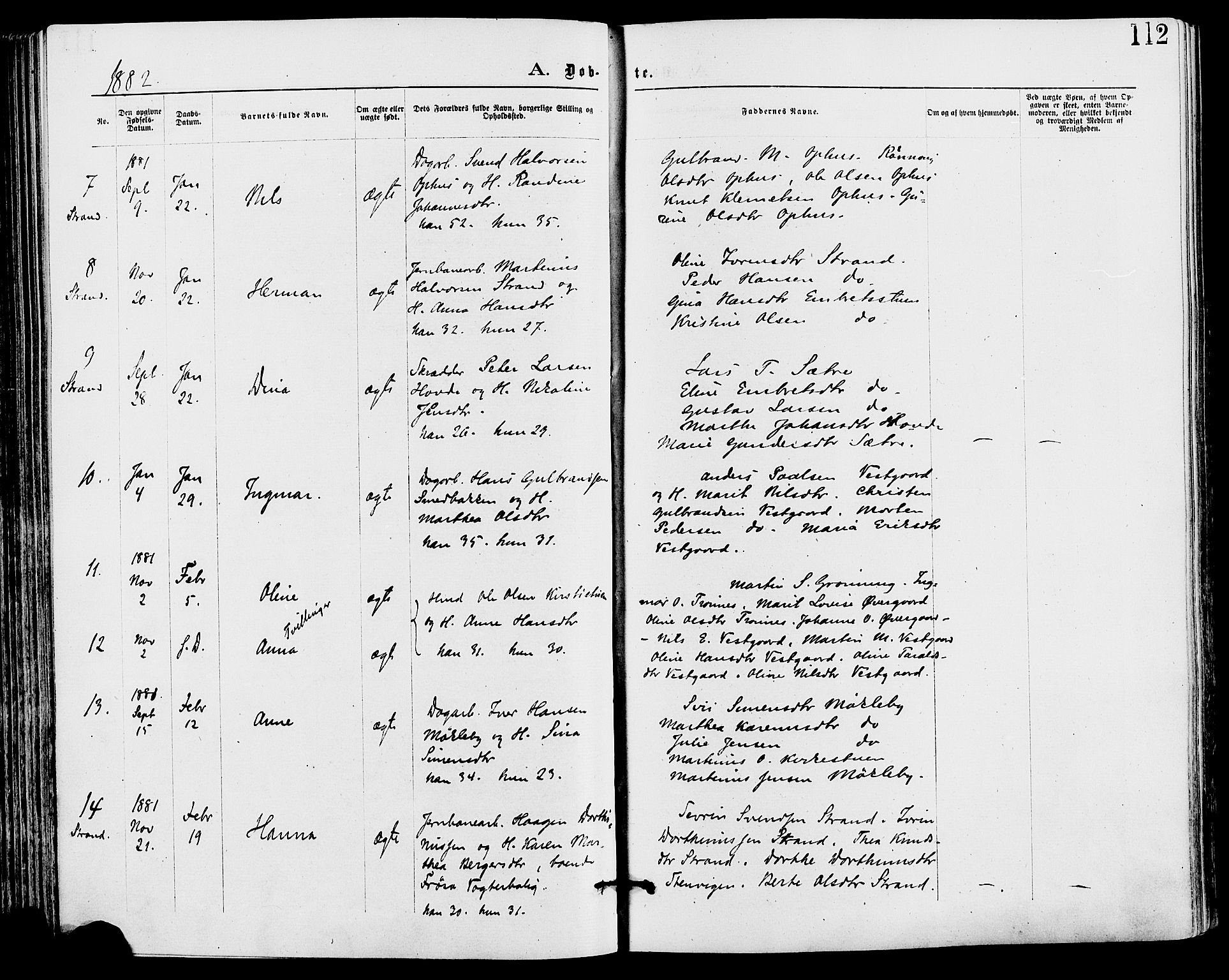 Stor-Elvdal prestekontor, AV/SAH-PREST-052/H/Ha/Haa/L0001: Parish register (official) no. 1, 1871-1882, p. 112