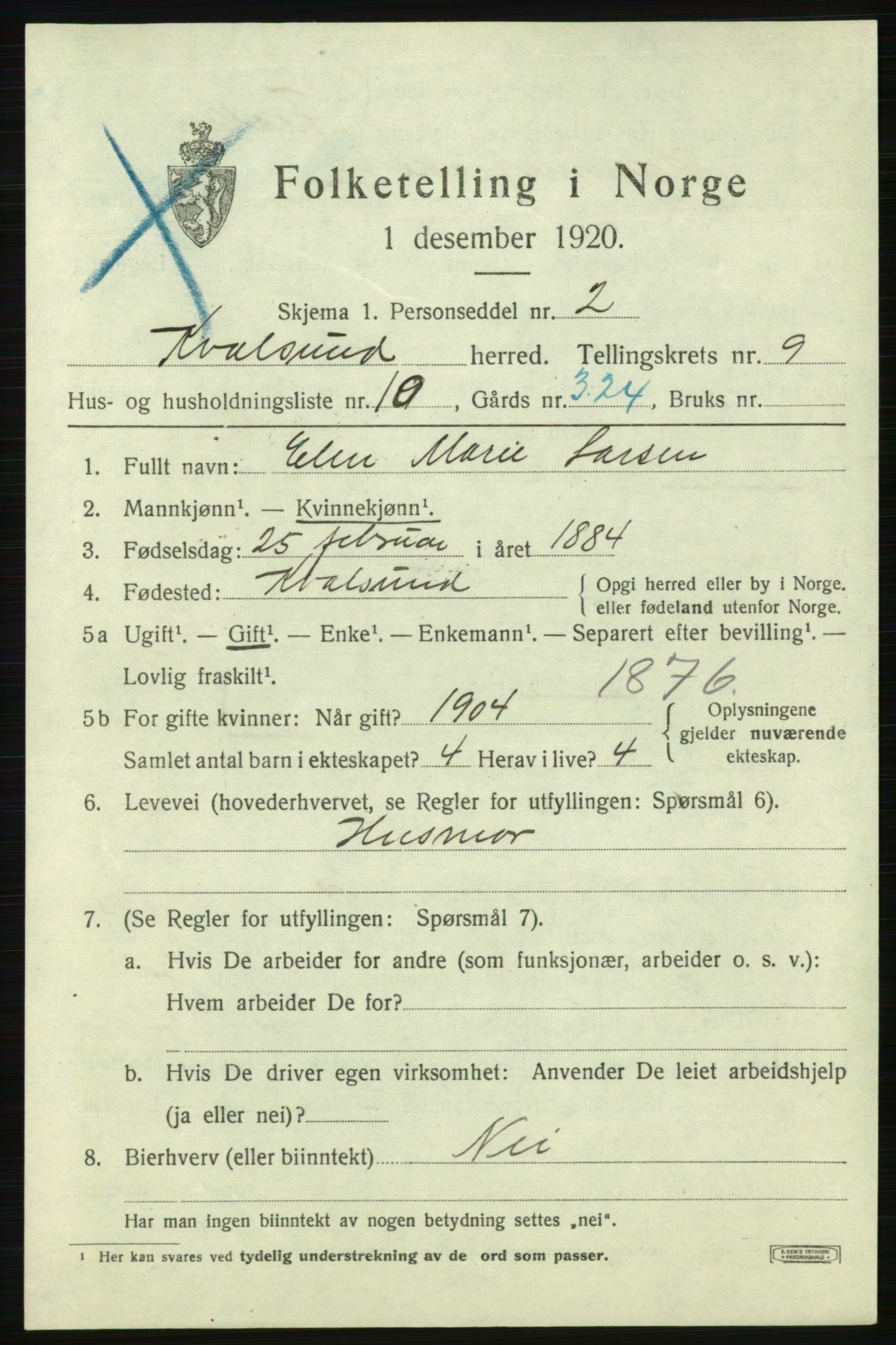 SATØ, 1920 census for , 1920, p. 2872