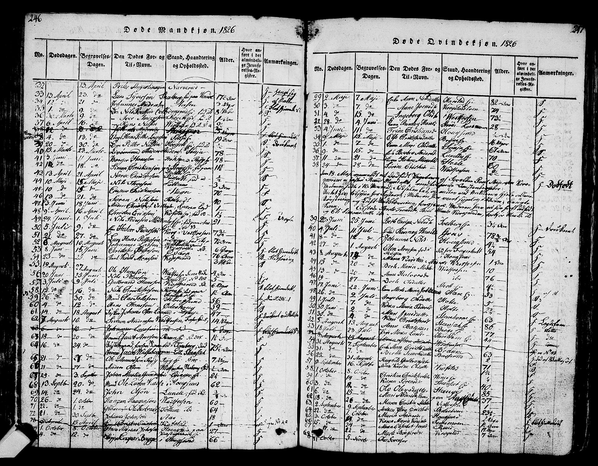 Eiker kirkebøker, AV/SAKO-A-4/G/Ga/L0001: Parish register (copy) no. I 1, 1814-1832, p. 246-247
