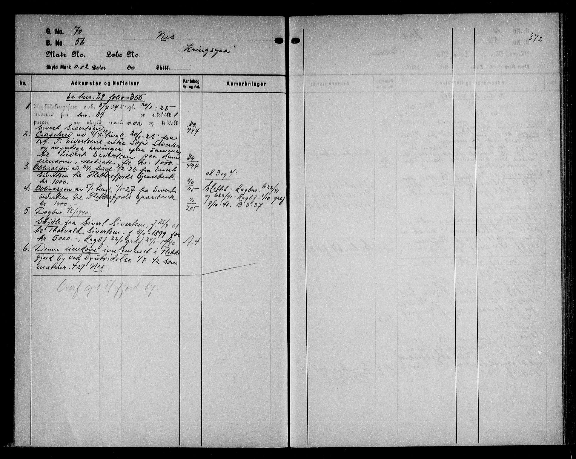 Flekkefjord sorenskriveri, SAK/1221-0001/G/Ga/L0026: Mortgage register no. 26, 1810-1950, p. 372