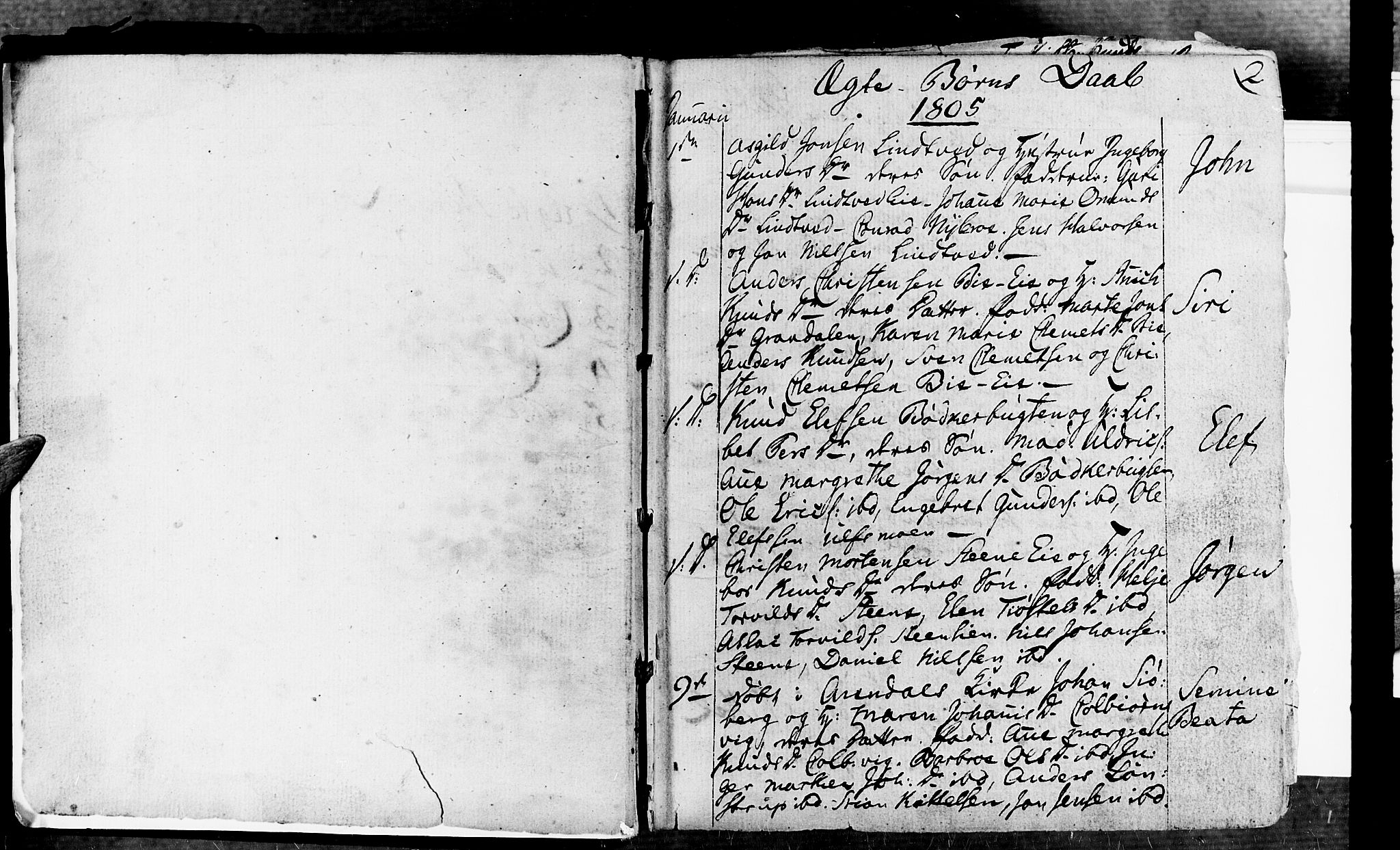 Øyestad sokneprestkontor, SAK/1111-0049/F/Fa/L0011: Parish register (official) no. A 11, 1805-1824, p. 2