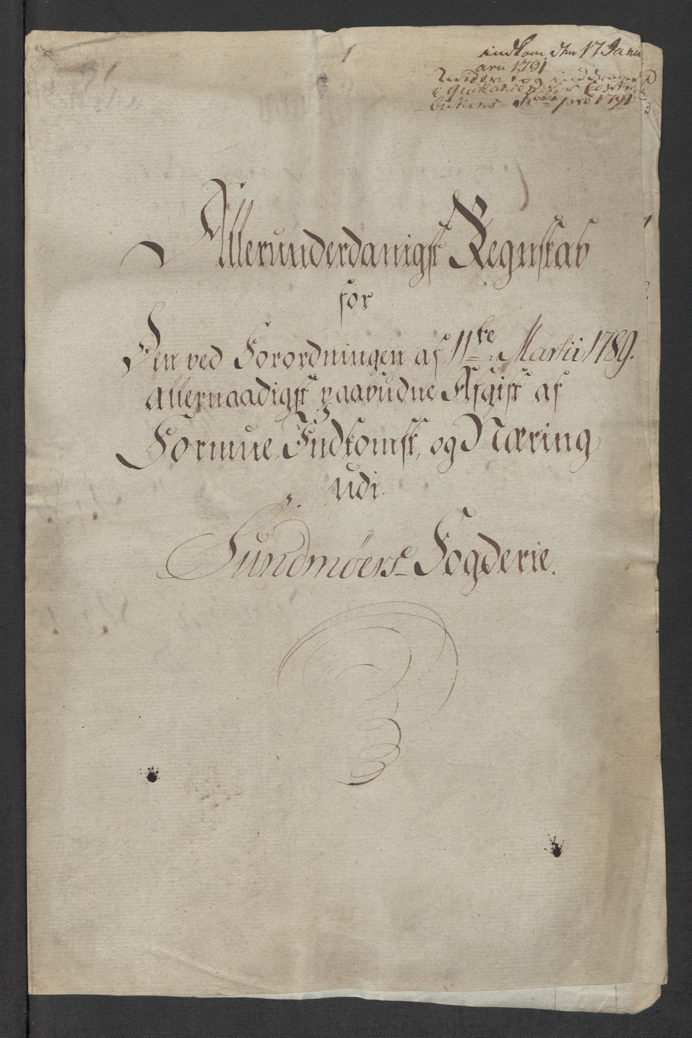 Rentekammeret inntil 1814, Reviderte regnskaper, Mindre regnskaper, AV/RA-EA-4068/Rf/Rfe/L0049: Sunnhordland og Hardanger fogderi, Sunnmøre fogderi, 1789, p. 314