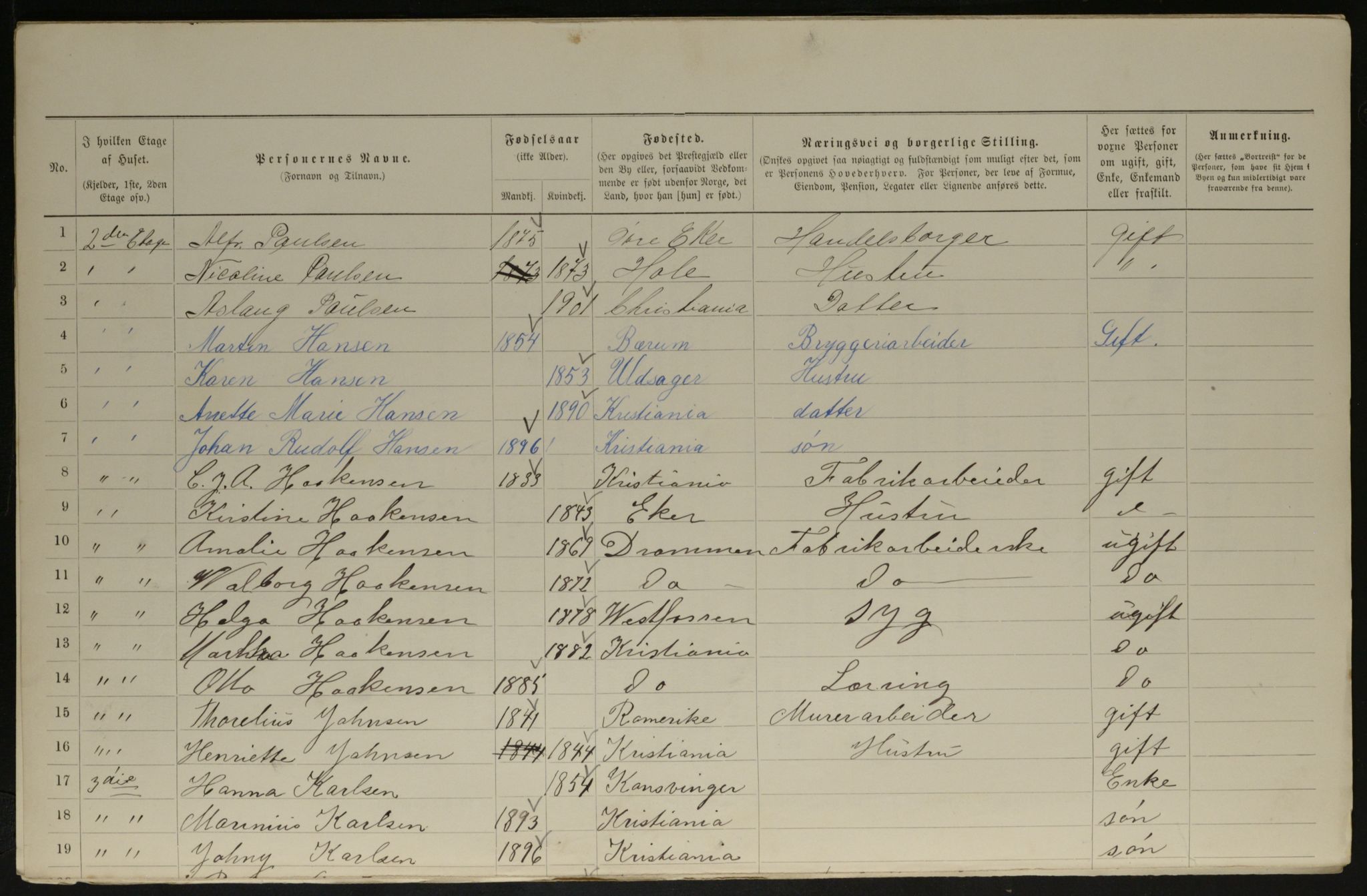 OBA, Municipal Census 1901 for Kristiania, 1901, p. 6460