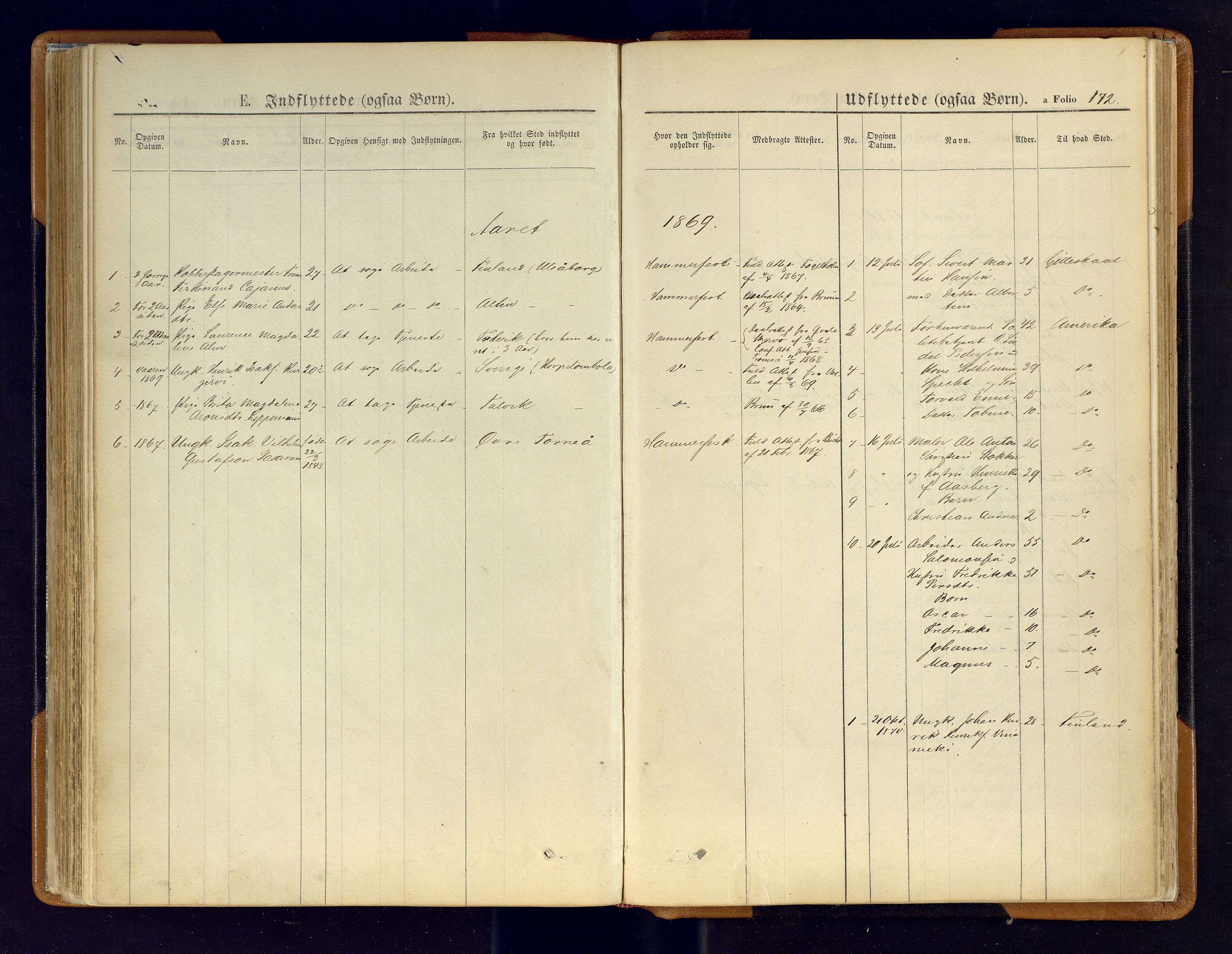 Hammerfest sokneprestkontor, SATØ/S-1347/H/Ha/L0006.kirke: Parish register (official) no. 6, 1869-1877, p. 172