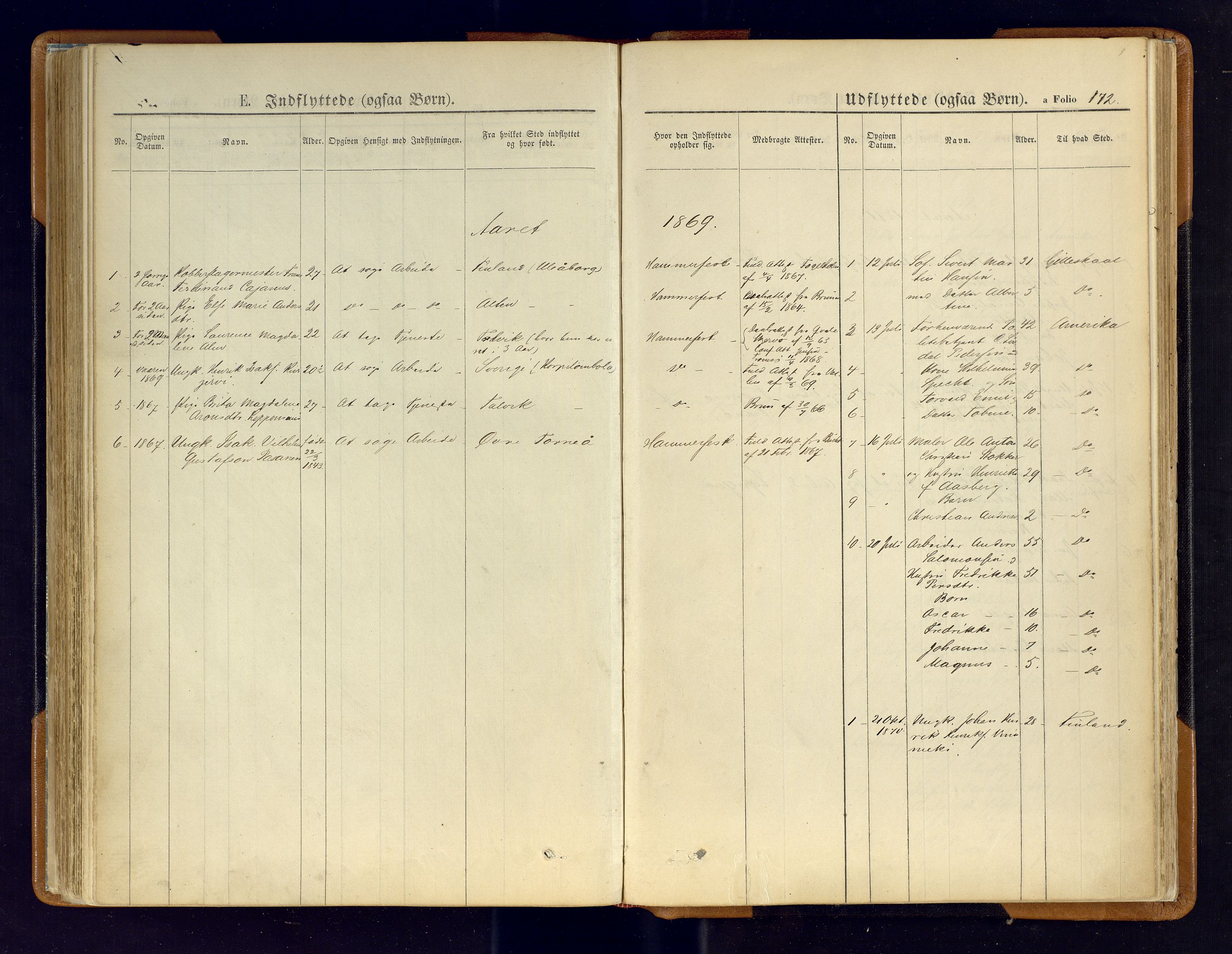 Hammerfest sokneprestkontor, AV/SATØ-S-1347/H/Ha/L0006.kirke: Parish register (official) no. 6, 1869-1877, p. 172