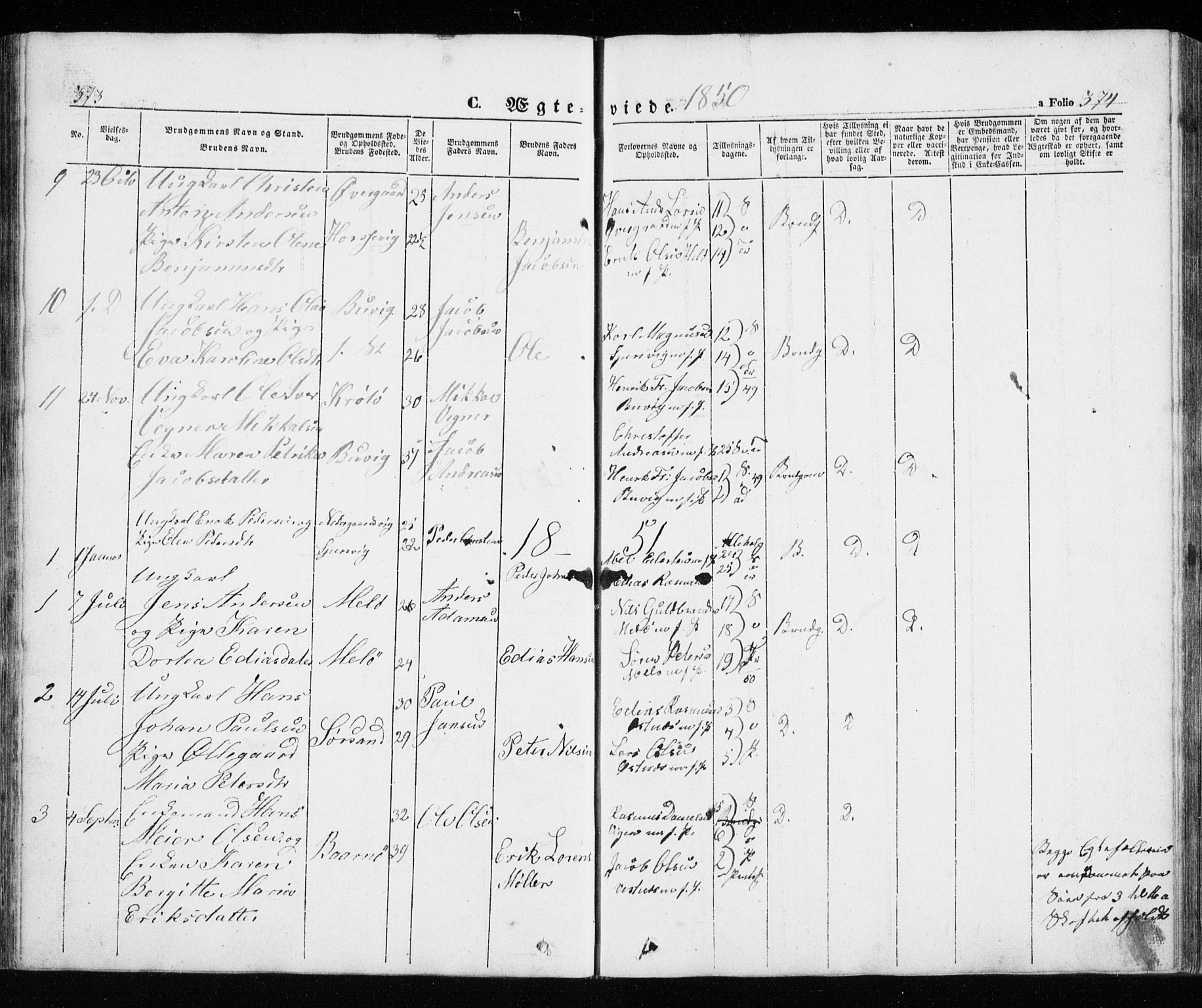 Trondenes sokneprestkontor, AV/SATØ-S-1319/H/Ha/L0010kirke: Parish register (official) no. 10, 1840-1865, p. 373-374