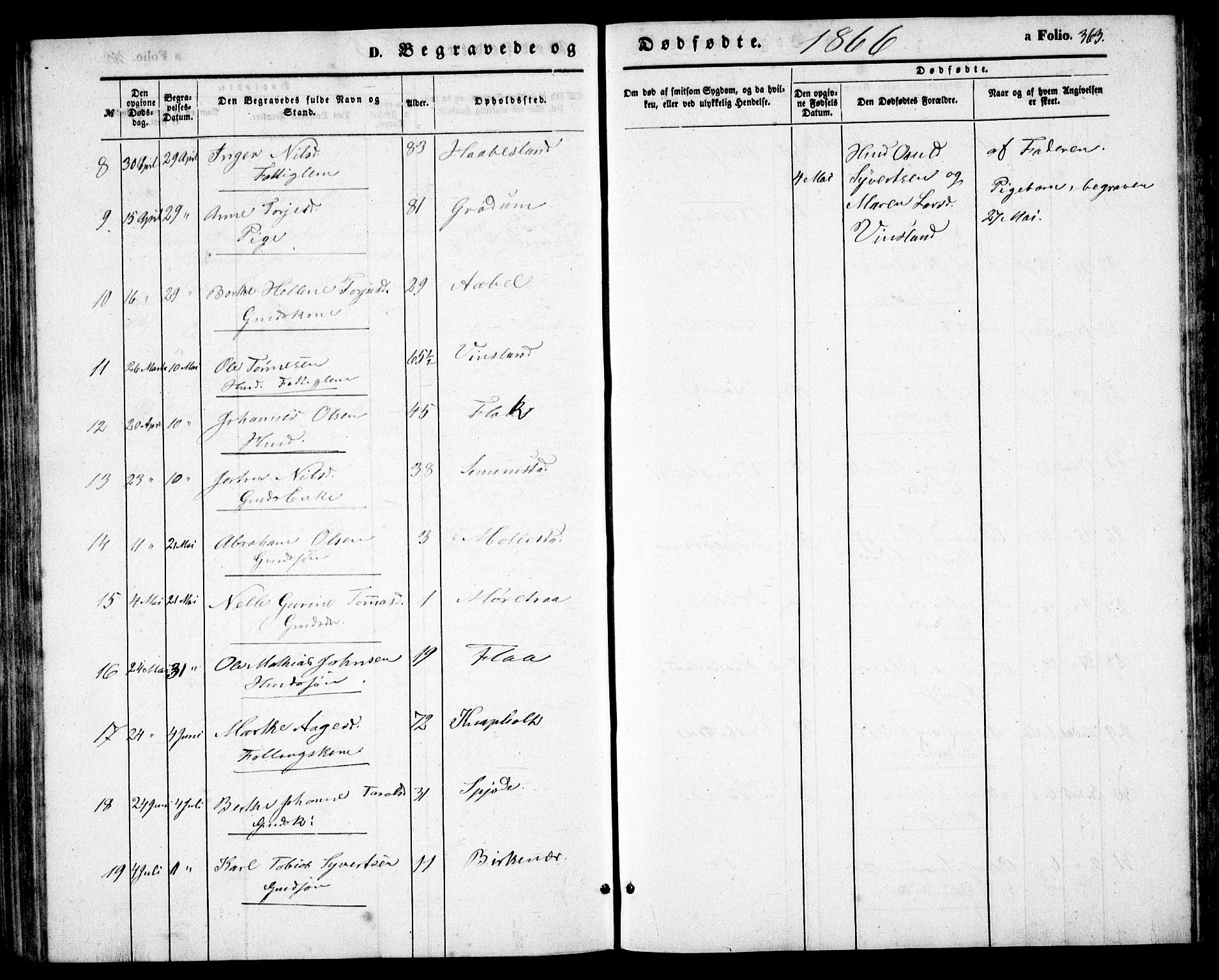 Birkenes sokneprestkontor, AV/SAK-1111-0004/F/Fb/L0002: Parish register (copy) no. B 2, 1849-1876, p. 363