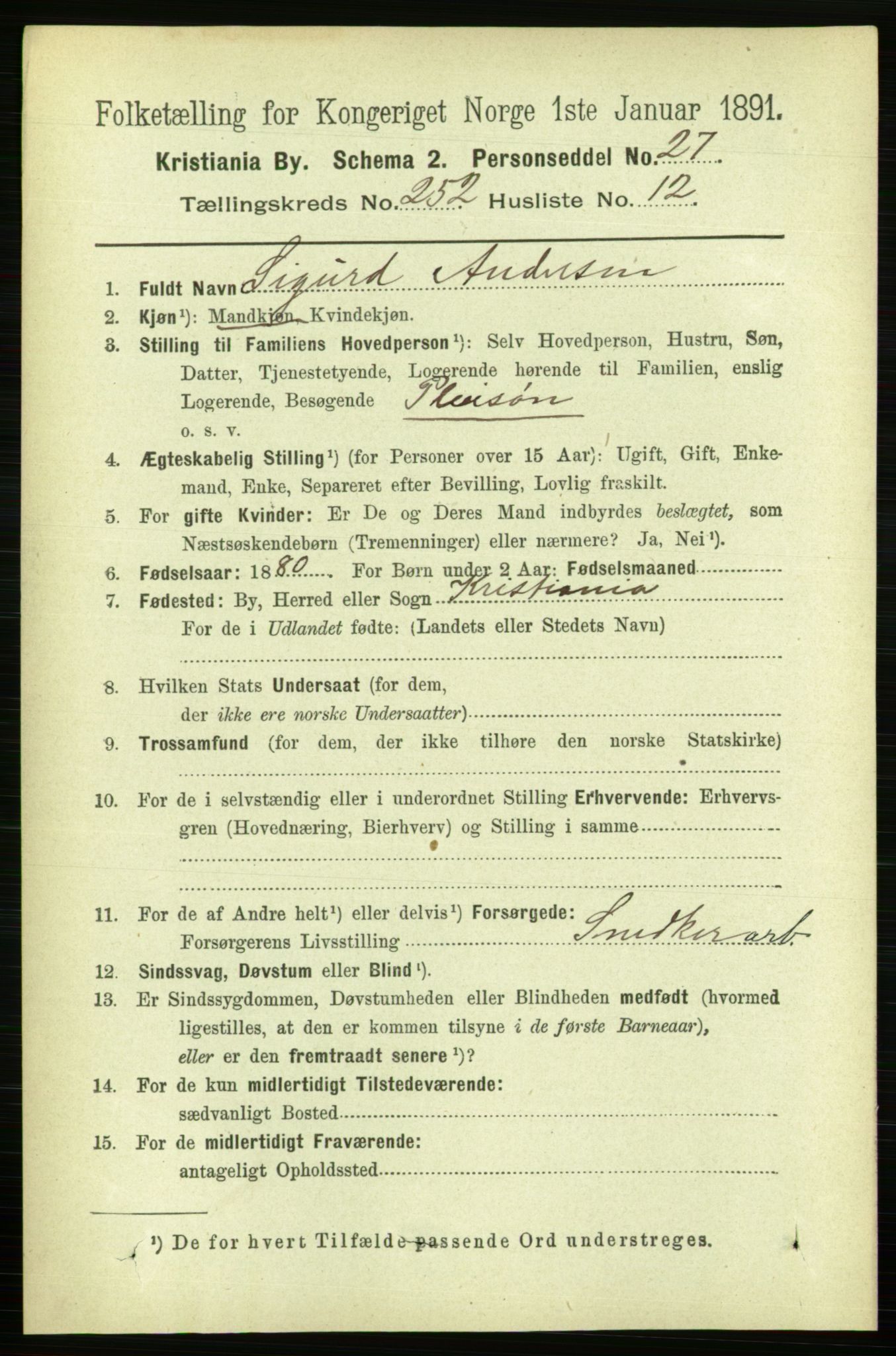 RA, 1891 census for 0301 Kristiania, 1891, p. 153628