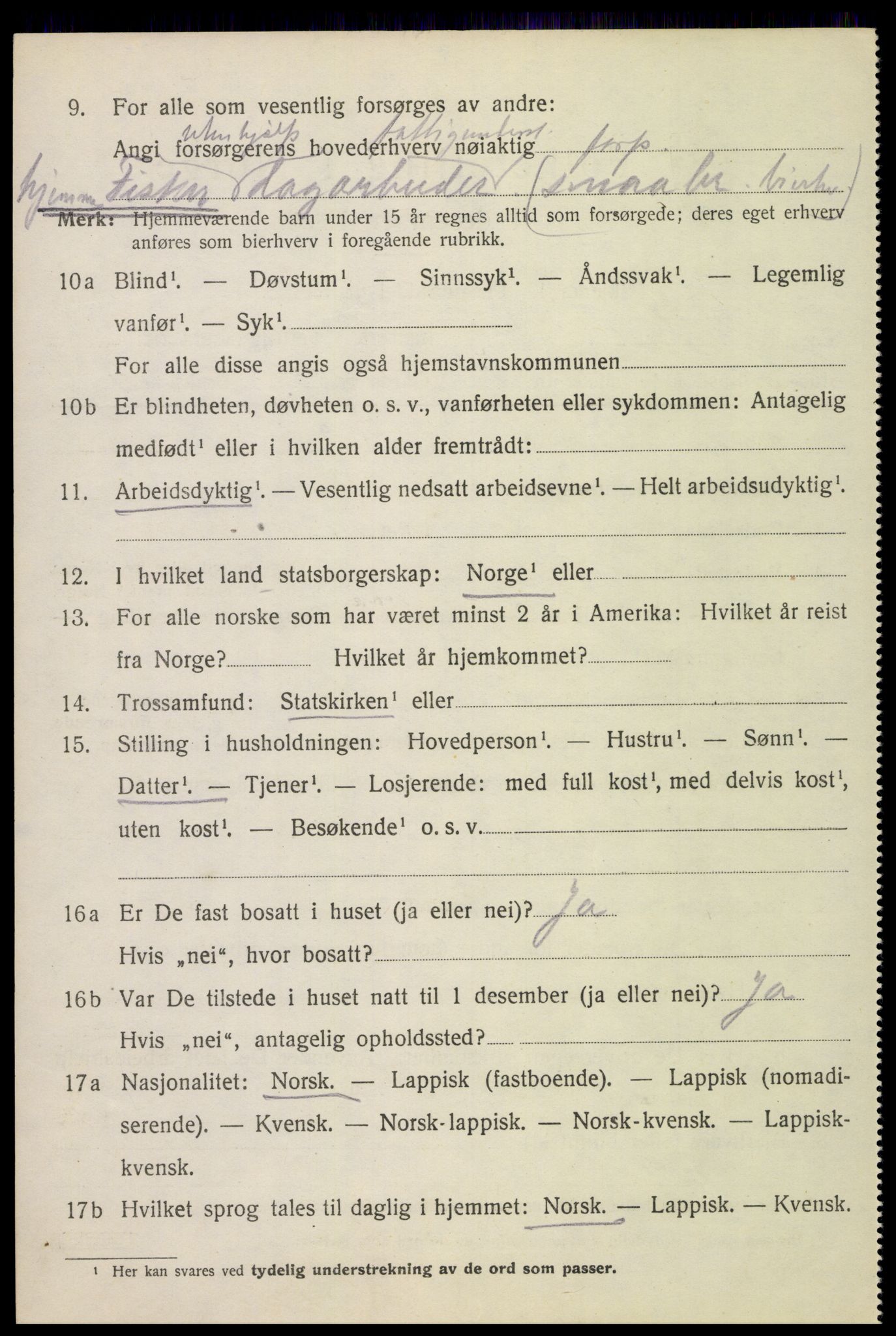 SAT, 1920 census for Hadsel, 1920, p. 3991