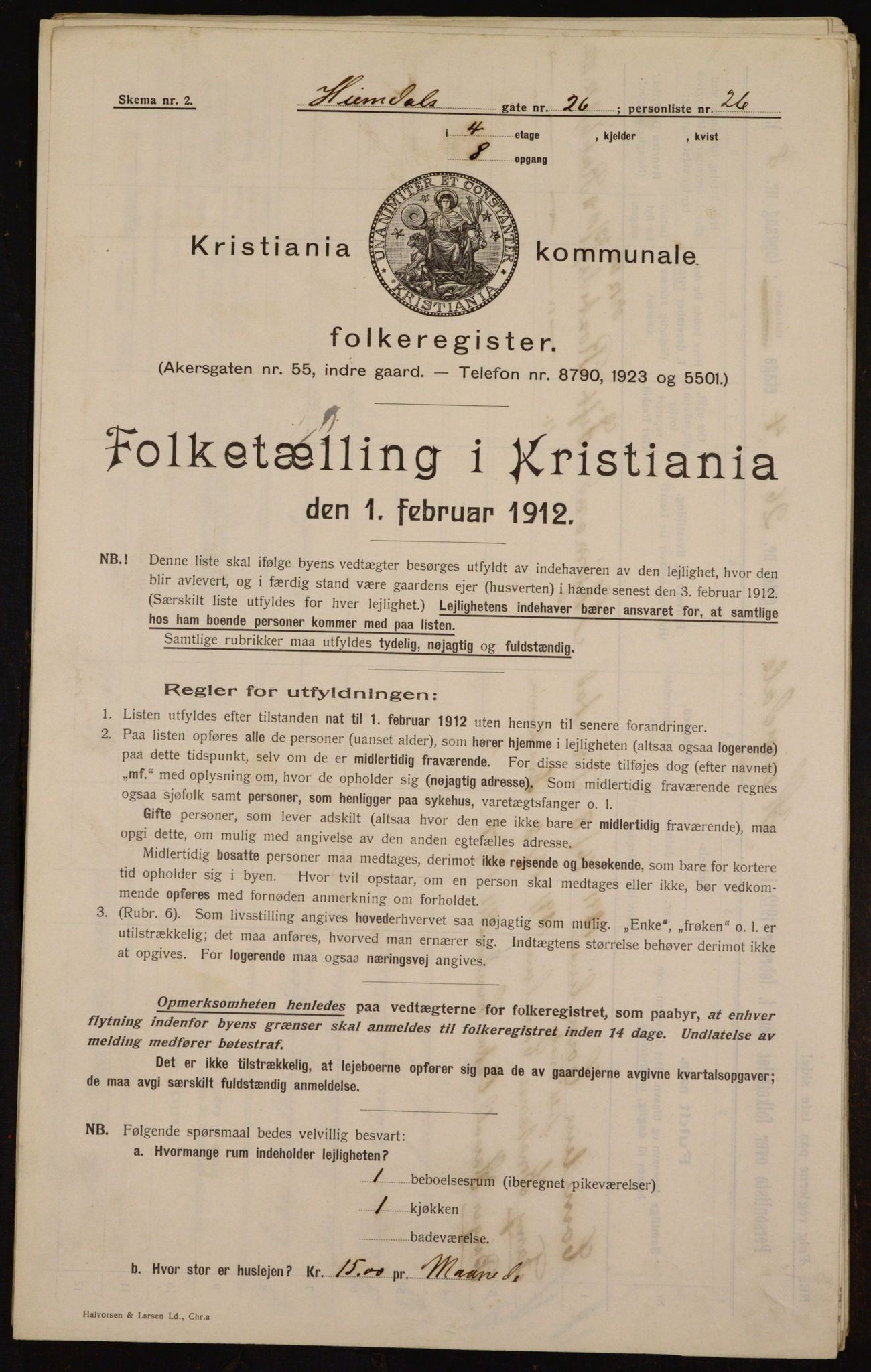 OBA, Municipal Census 1912 for Kristiania, 1912, p. 37292