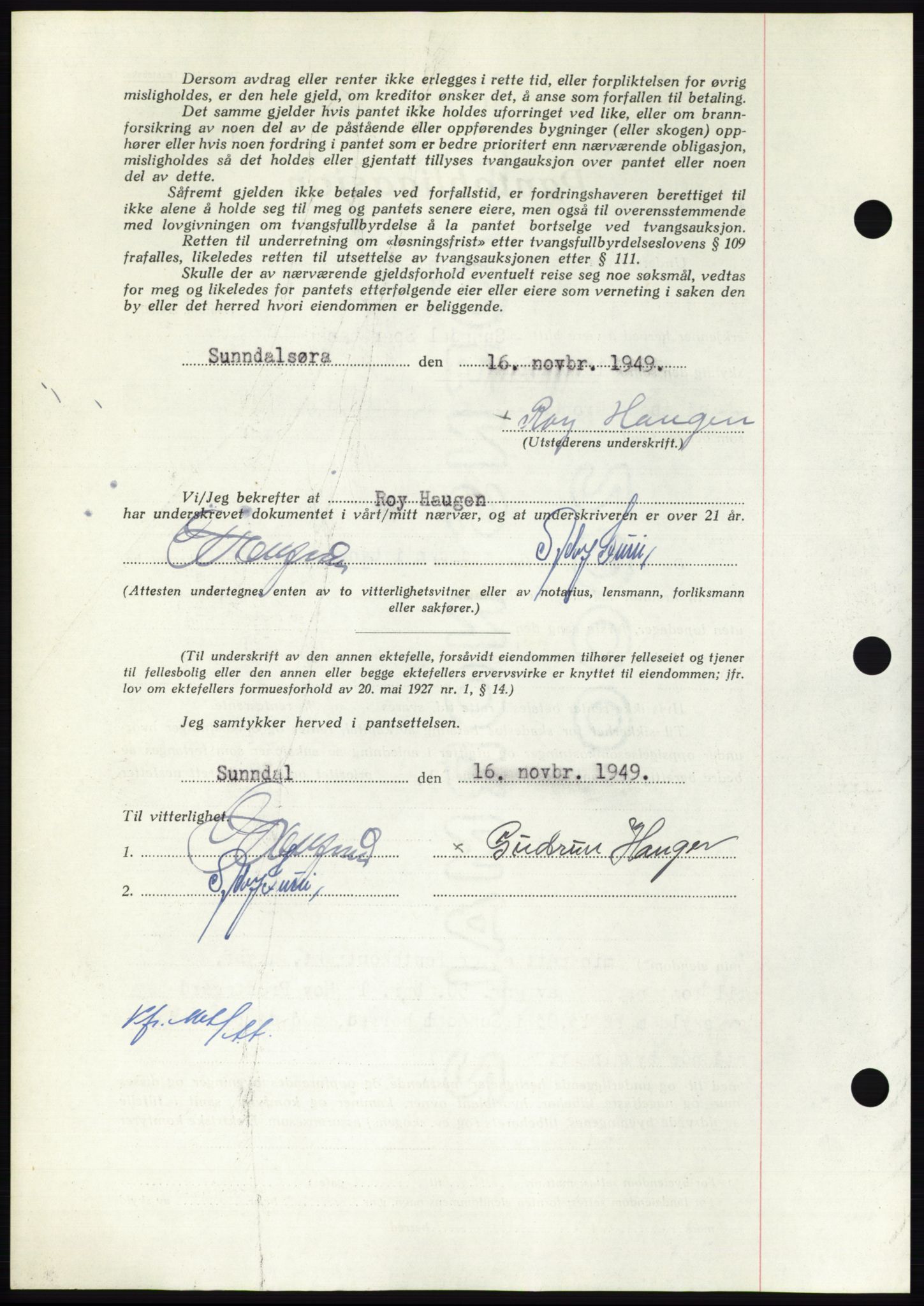 Nordmøre sorenskriveri, AV/SAT-A-4132/1/2/2Ca: Mortgage book no. B103, 1949-1950, Diary no: : 3664/1949