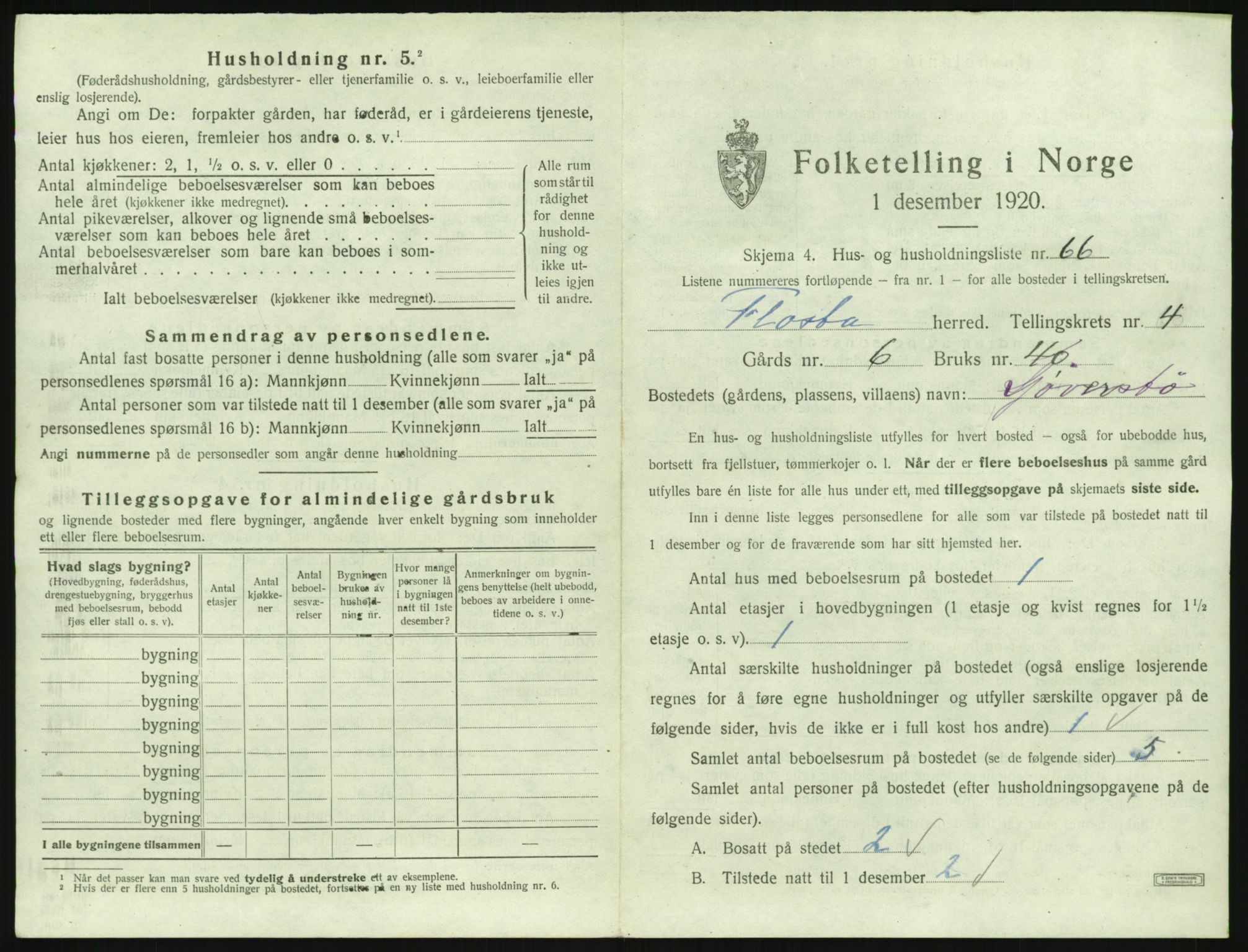 SAK, 1920 census for Flosta, 1920, p. 532