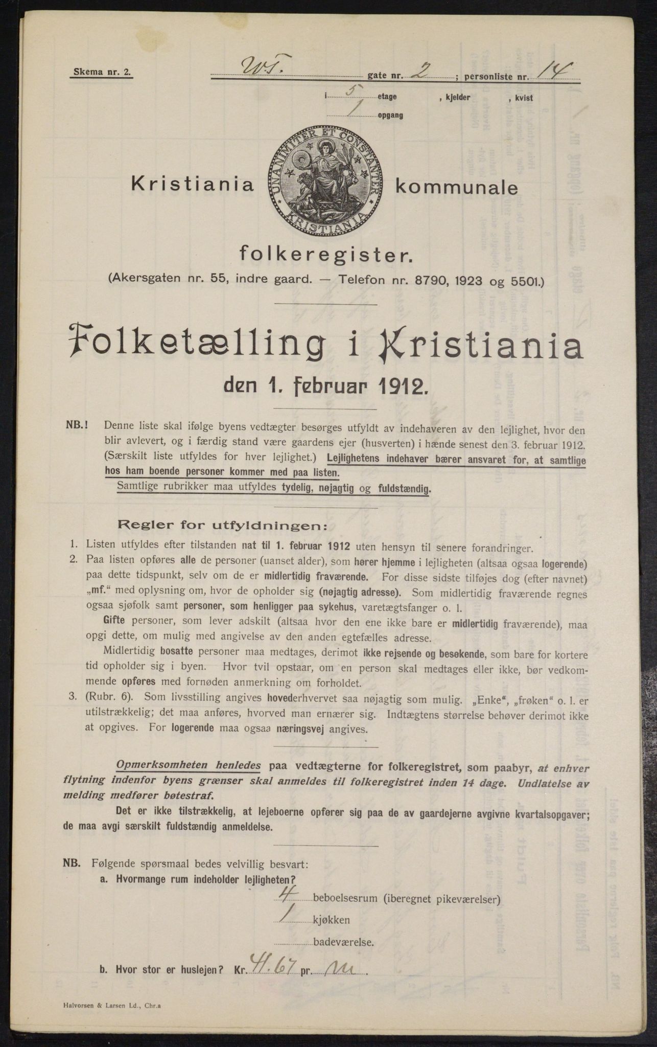 OBA, Municipal Census 1912 for Kristiania, 1912, p. 126230