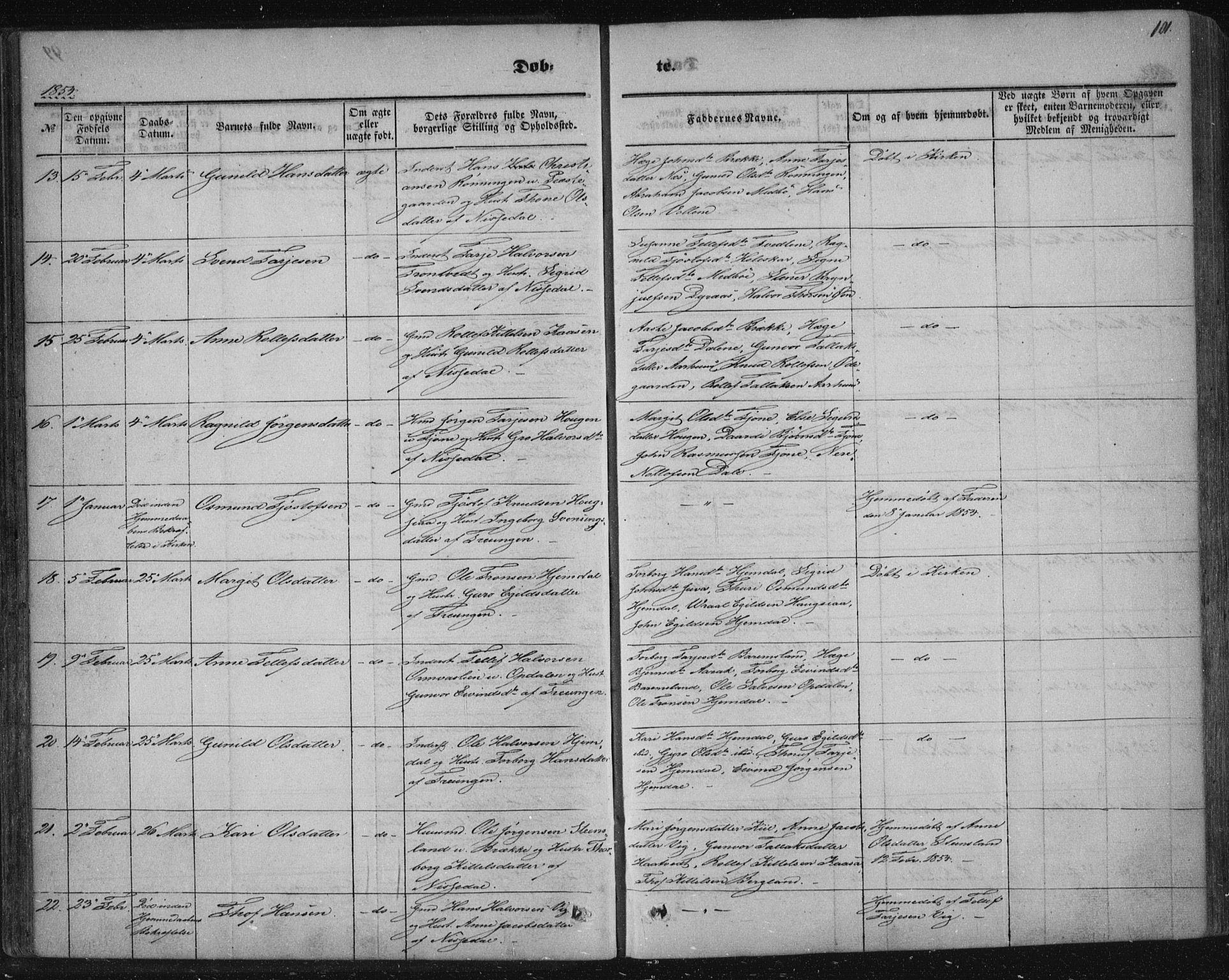 Nissedal kirkebøker, AV/SAKO-A-288/F/Fa/L0003: Parish register (official) no. I 3, 1846-1870, p. 100-101