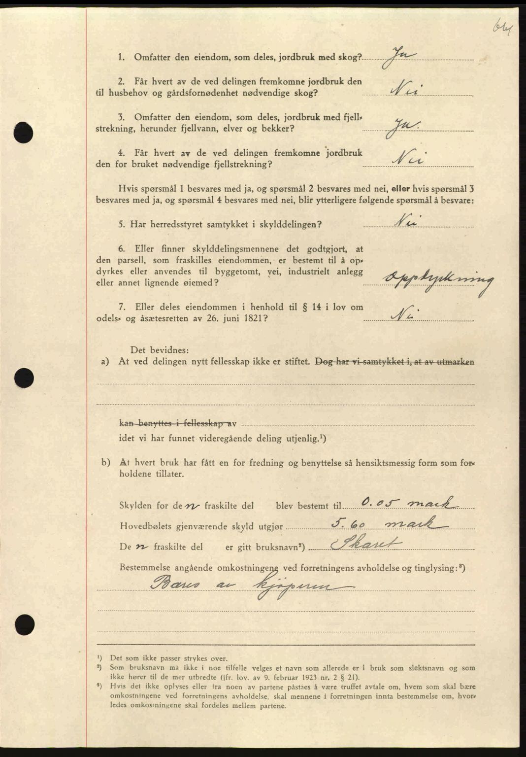 Nordmøre sorenskriveri, AV/SAT-A-4132/1/2/2Ca: Mortgage book no. A96, 1943-1944, Diary no: : 2633/1943