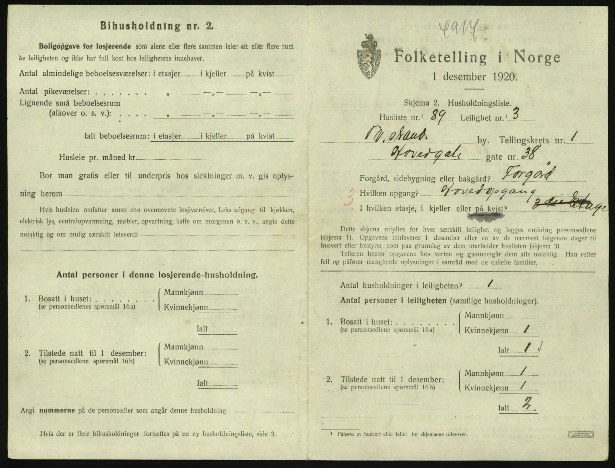 SAK, 1920 census for Tvedestrand, 1920, p. 863