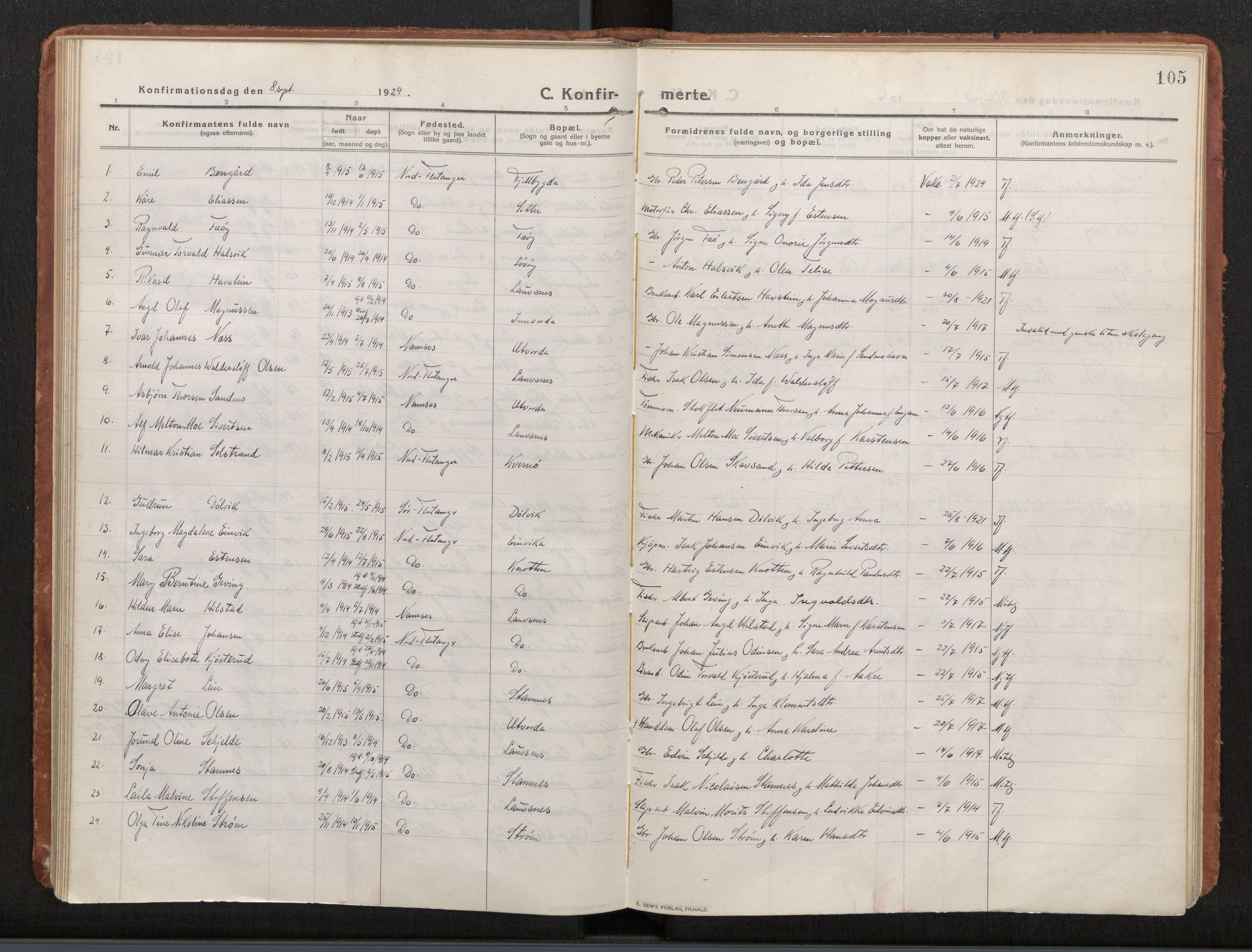 Ministerialprotokoller, klokkerbøker og fødselsregistre - Nord-Trøndelag, SAT/A-1458/772/L0604: Parish register (official) no. 772A02, 1913-1937, p. 105