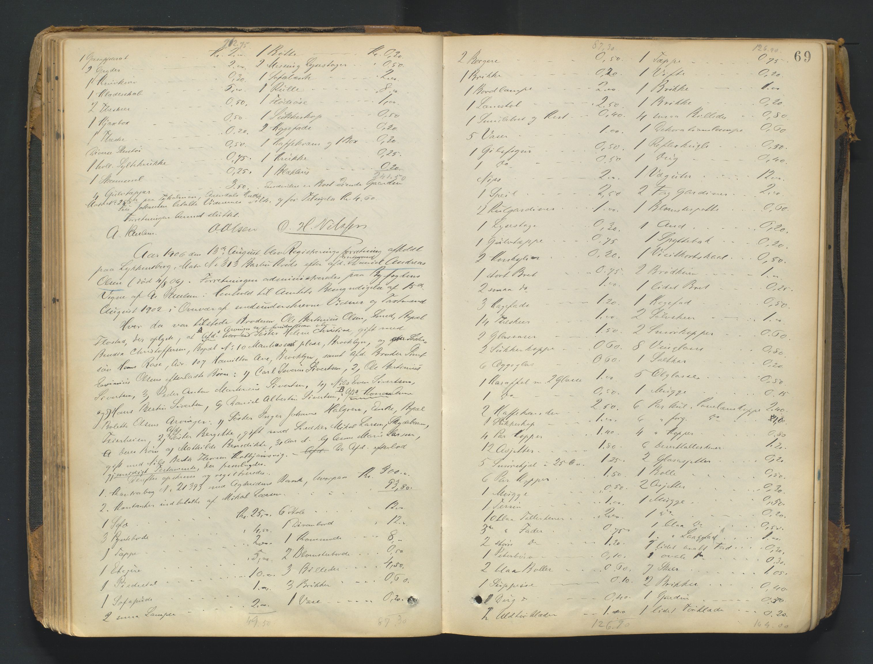Arendal byfogd, AV/SAK-1222-0001/H/Hc/L0037: Skifteregistreringsprotokoll nr. 35, 1903-1926, p. 68b-69a