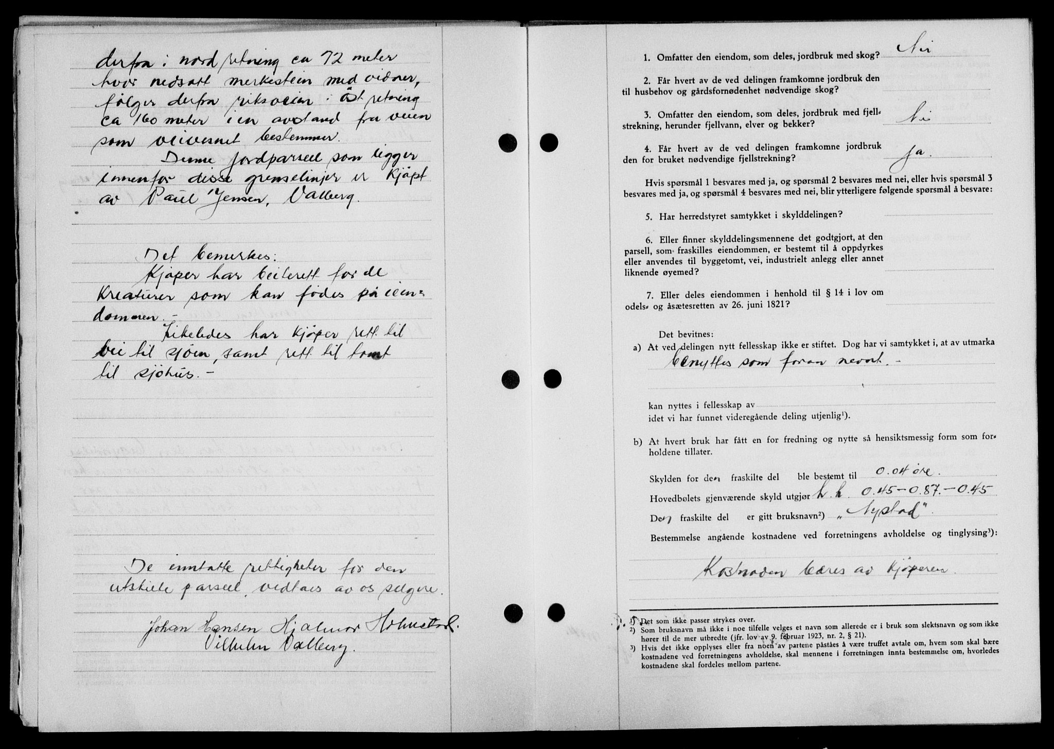 Lofoten sorenskriveri, SAT/A-0017/1/2/2C/L0014a: Mortgage book no. 14a, 1946-1946, Diary no: : 1035/1946