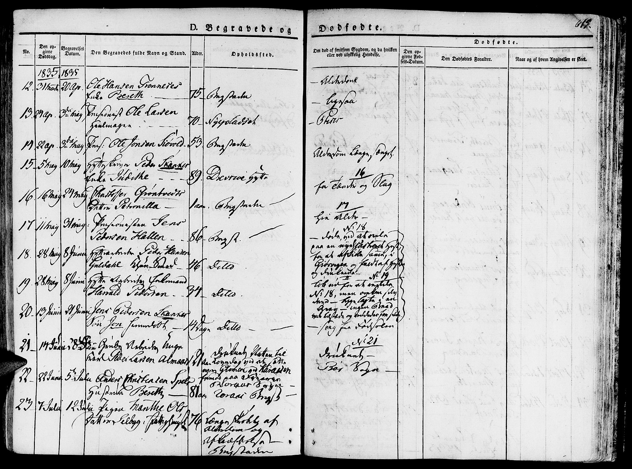 Ministerialprotokoller, klokkerbøker og fødselsregistre - Sør-Trøndelag, SAT/A-1456/681/L0930: Parish register (official) no. 681A08, 1829-1844, p. 615