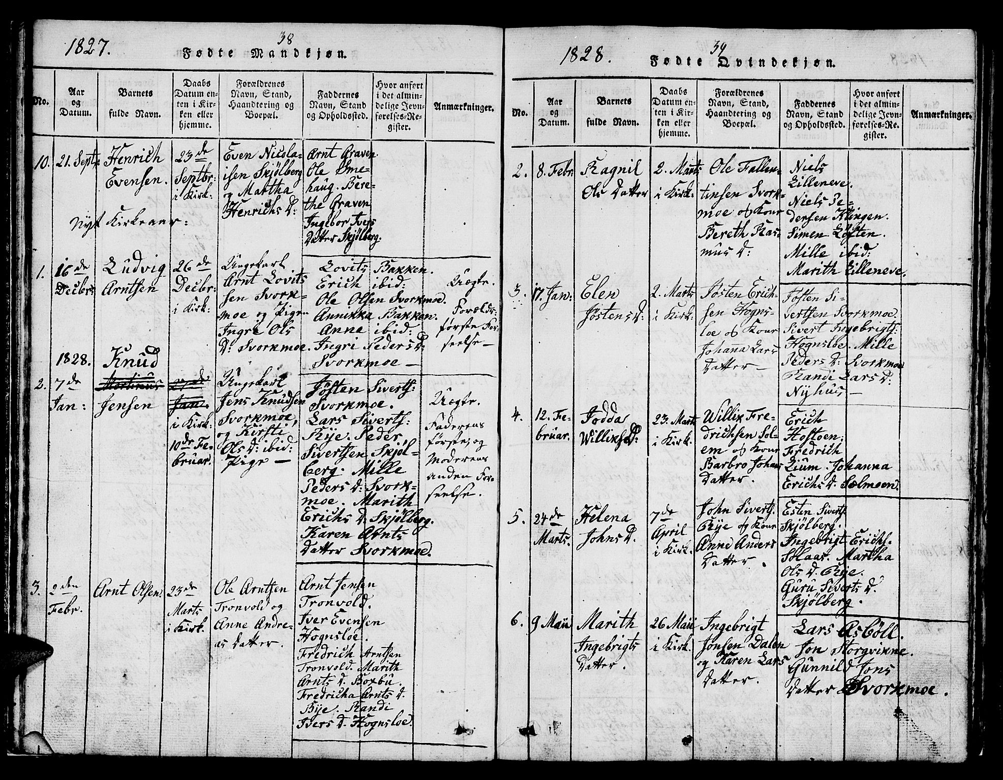 Ministerialprotokoller, klokkerbøker og fødselsregistre - Sør-Trøndelag, SAT/A-1456/671/L0842: Parish register (copy) no. 671C01, 1816-1867, p. 38-39