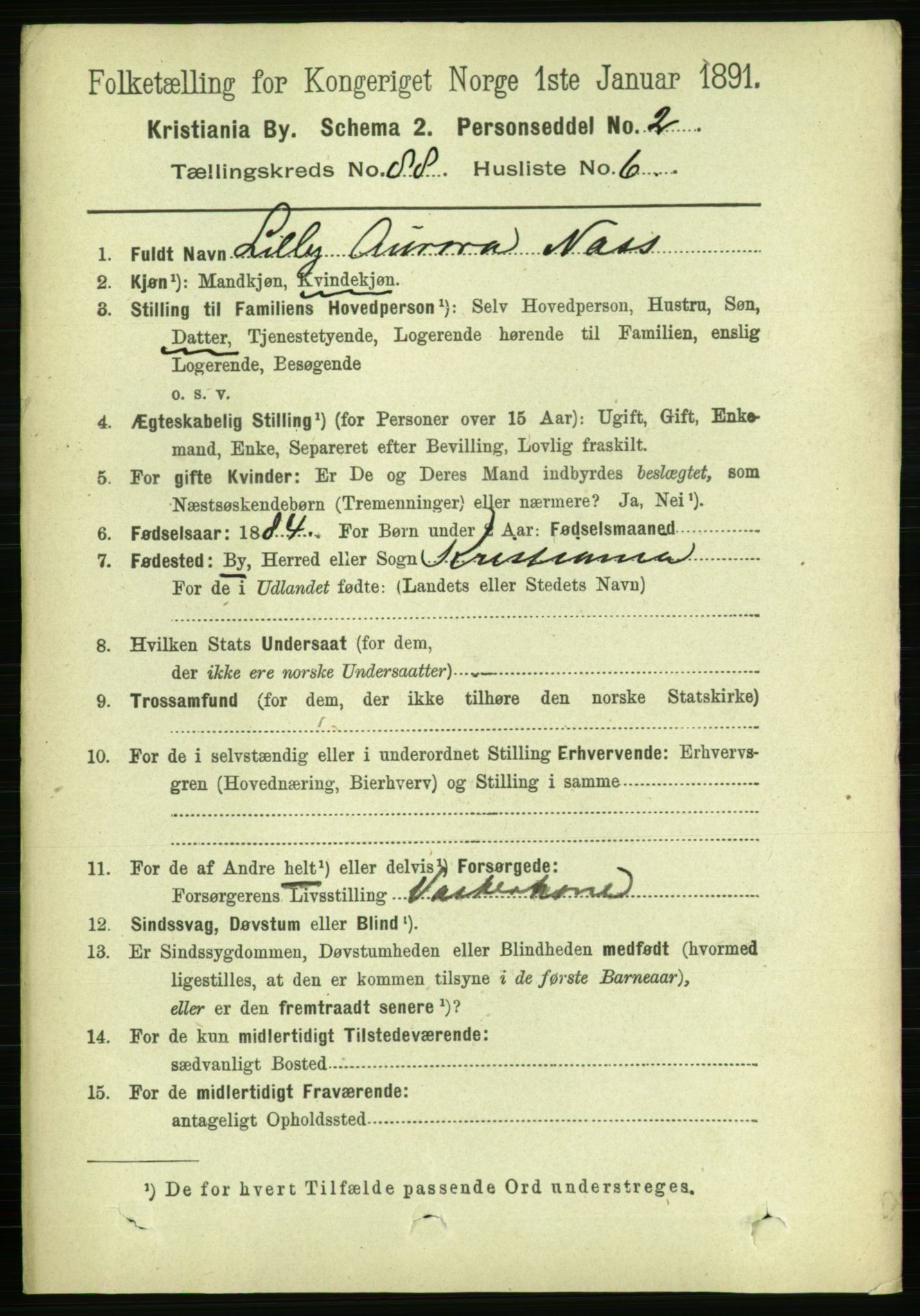 RA, 1891 census for 0301 Kristiania, 1891, p. 43868