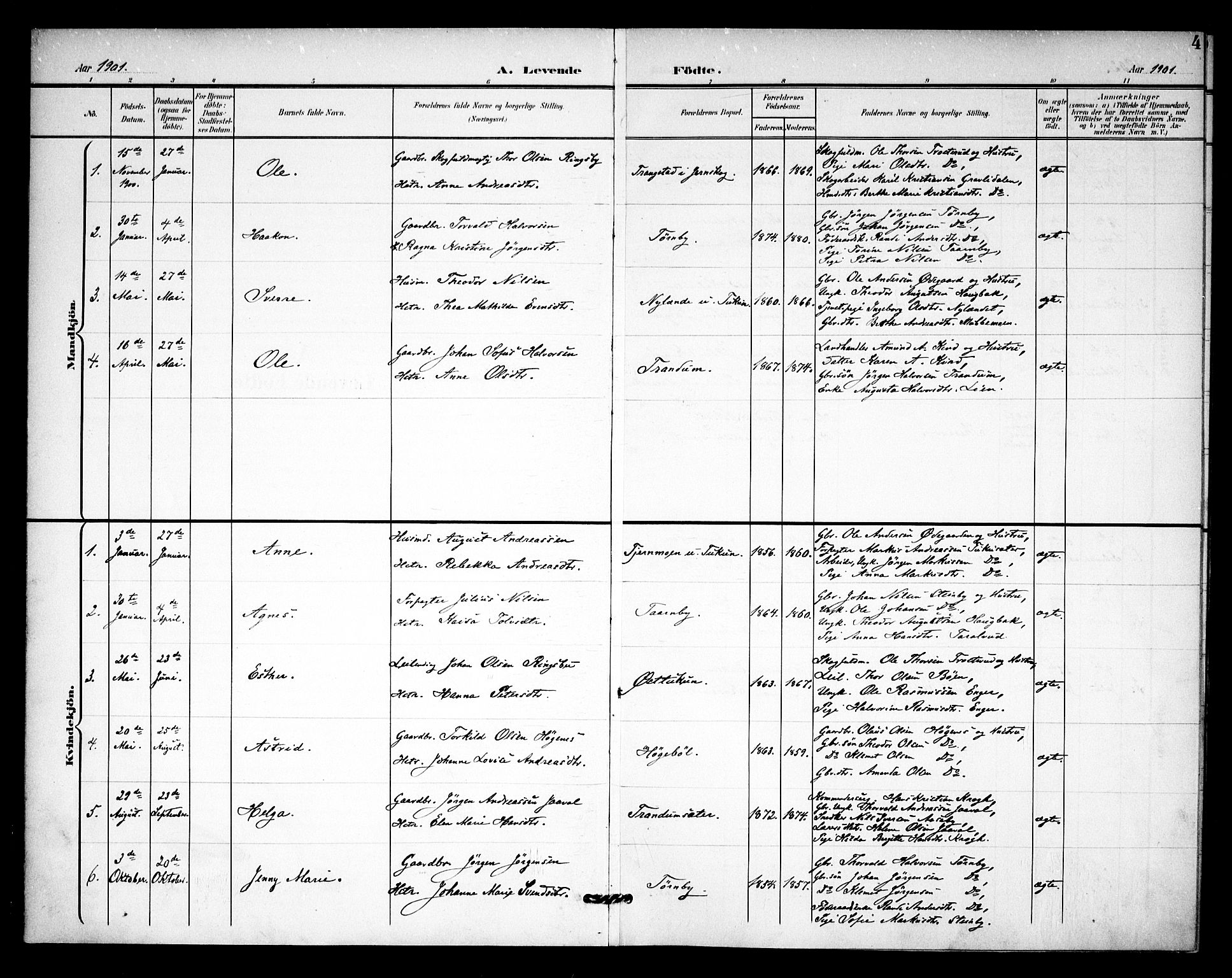 Rødenes prestekontor Kirkebøker, AV/SAO-A-2005/F/Fb/L0003: Parish register (official) no. II 3, 1901-1910, p. 4