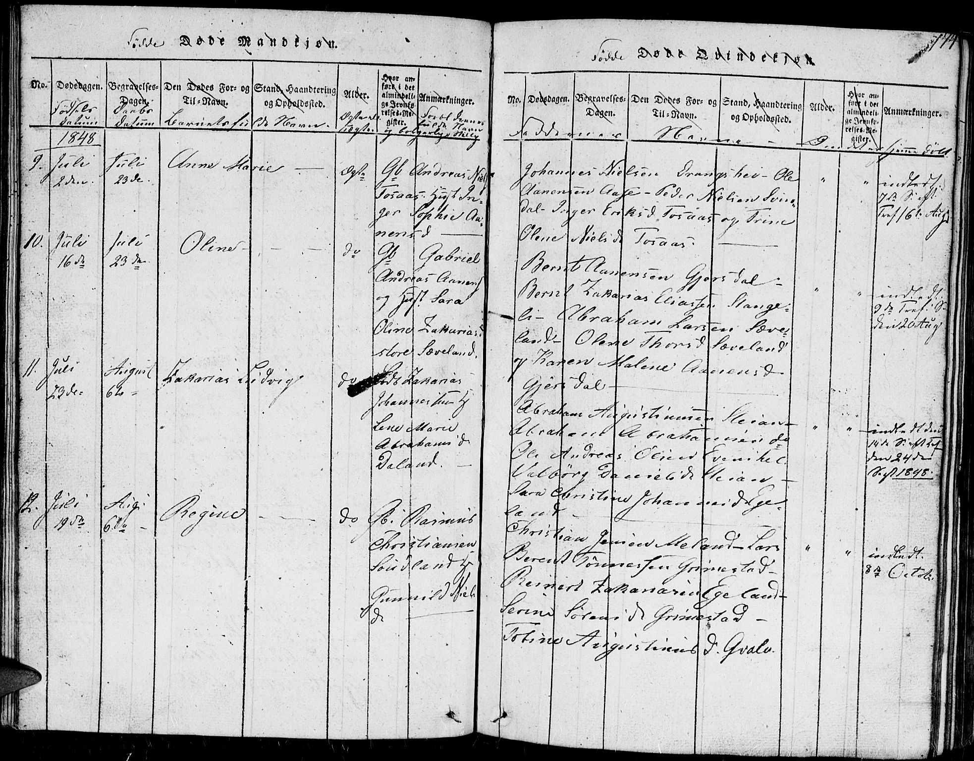 Herad sokneprestkontor, AV/SAK-1111-0018/F/Fb/Fba/L0001: Parish register (copy) no. B 1, 1815-1852, p. 174