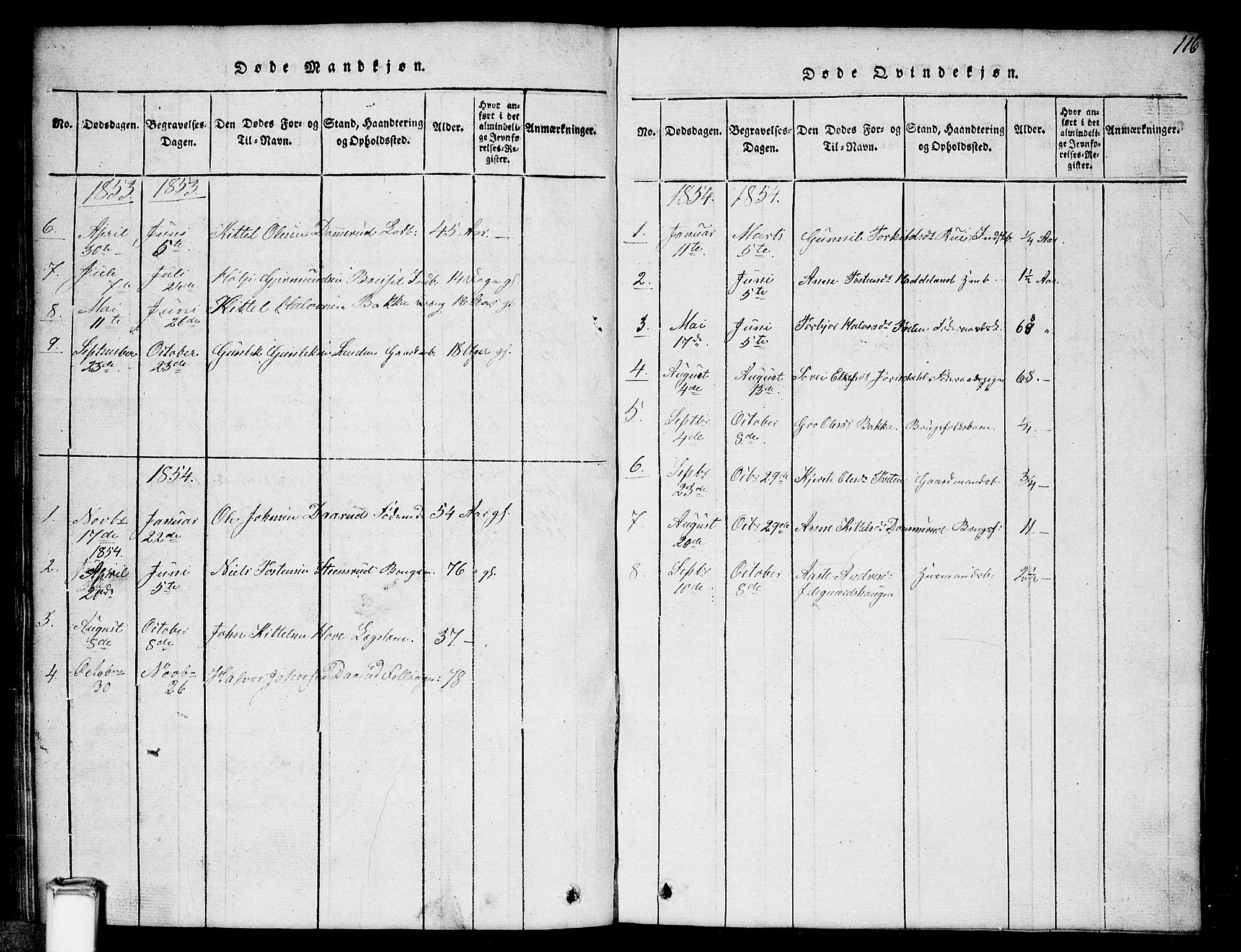 Gransherad kirkebøker, SAKO/A-267/G/Gb/L0001: Parish register (copy) no. II 1, 1815-1860, p. 116