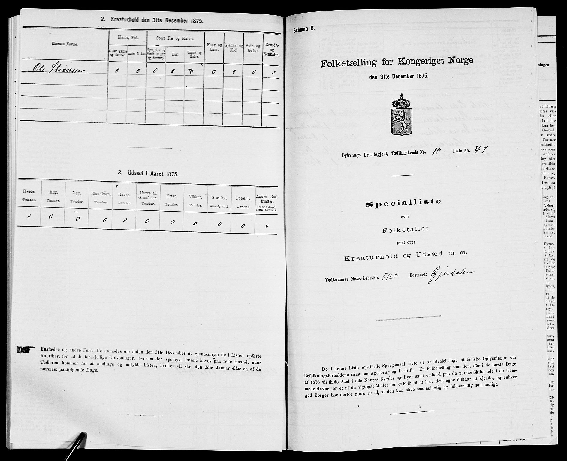 SAK, 1875 census for 0915P Dypvåg, 1875, p. 1401