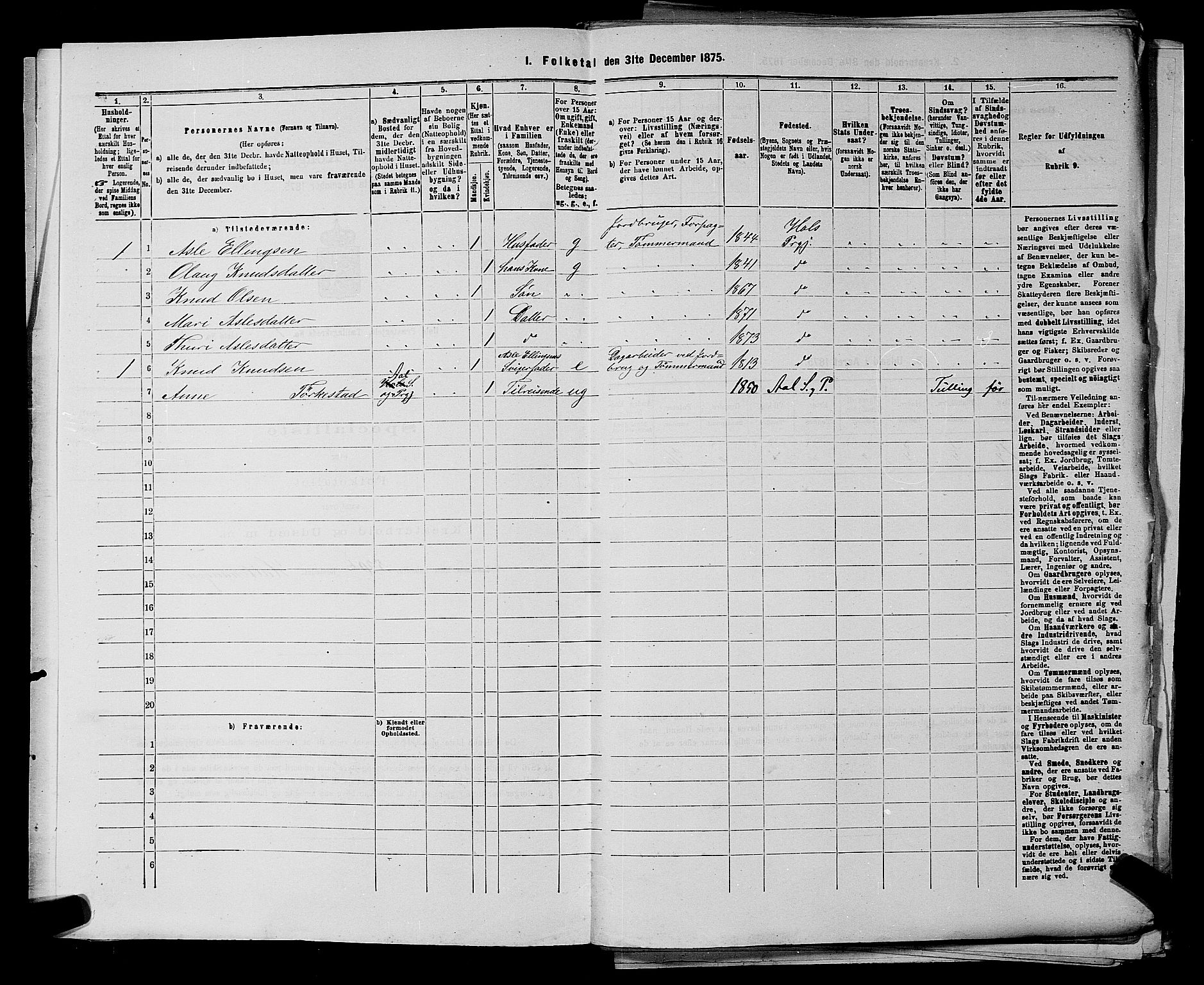 SAKO, 1875 census for 0620P Hol, 1875, p. 38