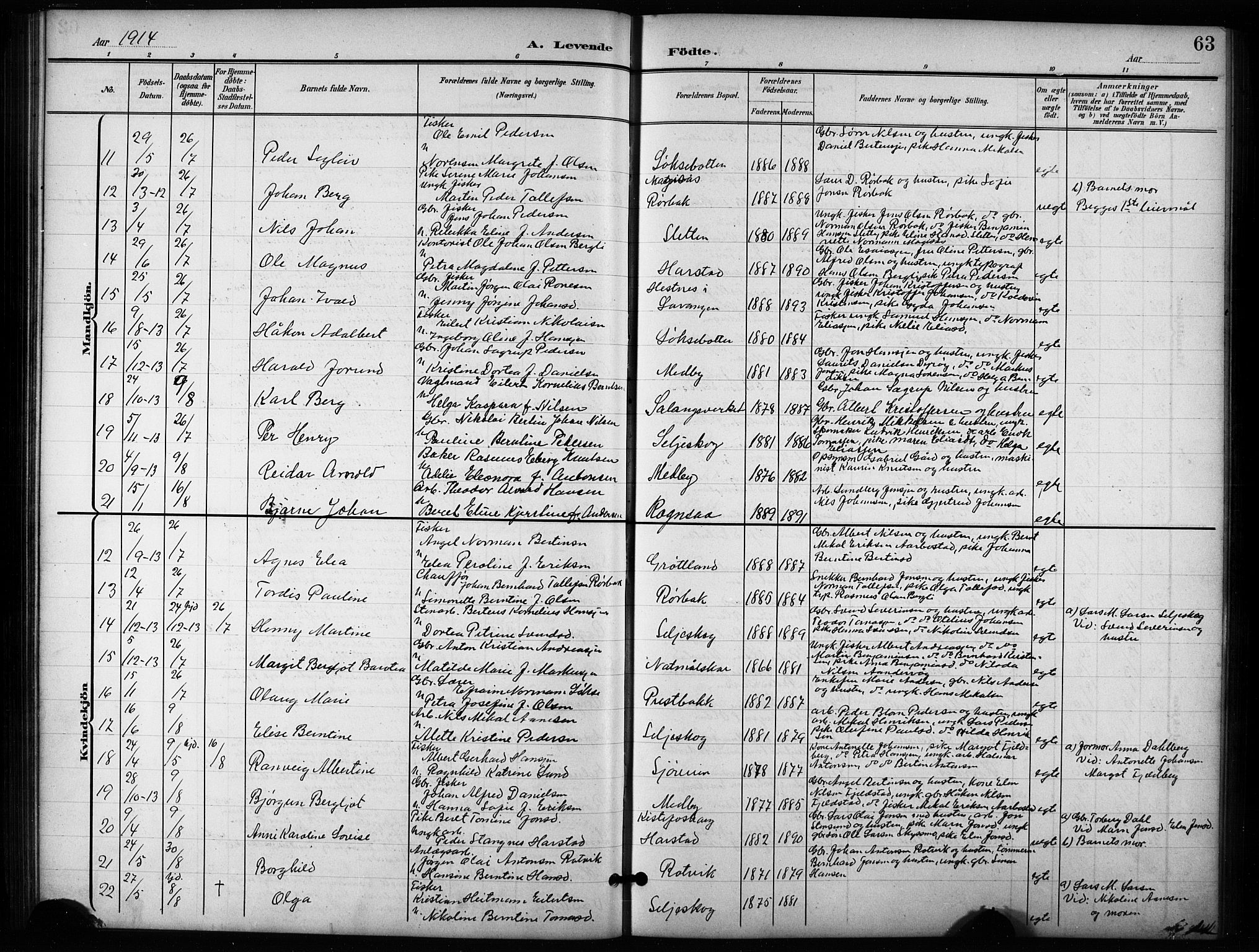 Salangen sokneprestembete, AV/SATØ-S-1324/H/Hb/L0004klokker: Parish register (copy) no. 4, 1900-1924, p. 63