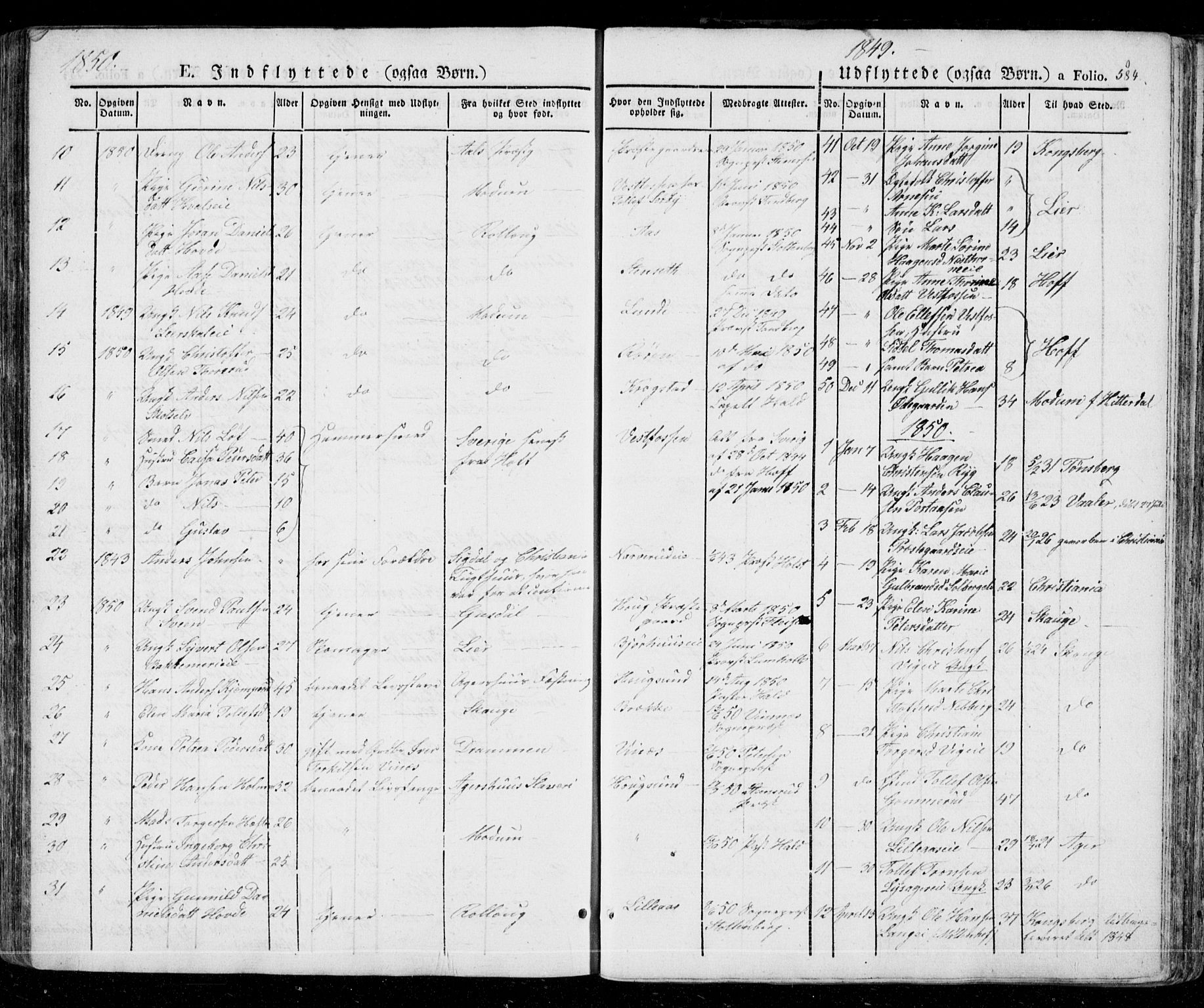 Eiker kirkebøker, SAKO/A-4/G/Ga/L0002: Parish register (copy) no. I 2, 1832-1856, p. 584
