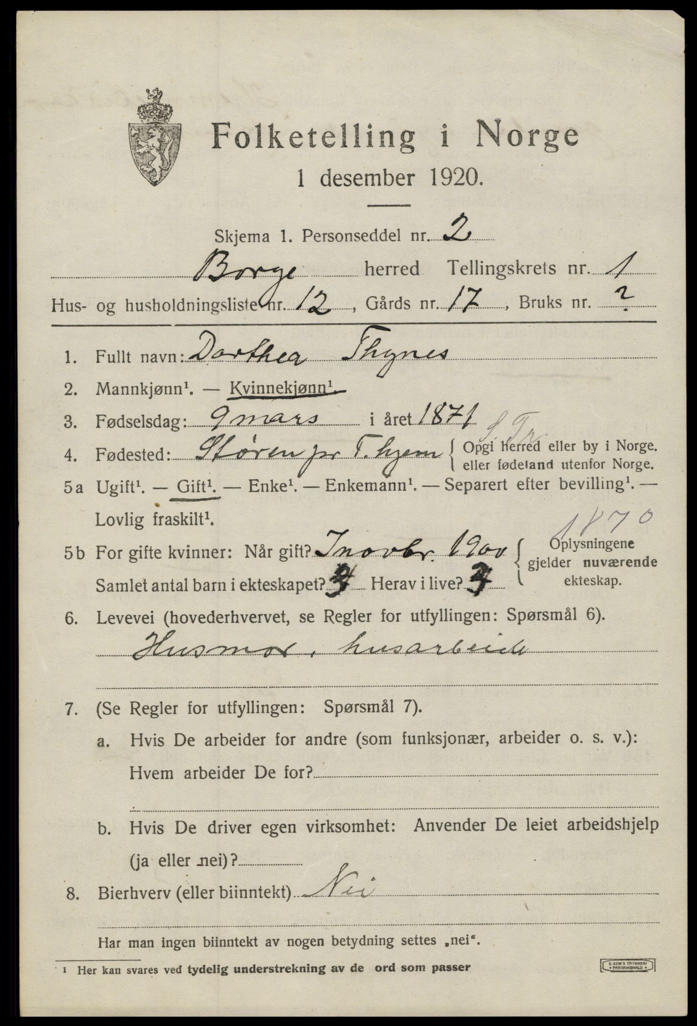 SAT, 1920 census for Borge, 1920, p. 1725