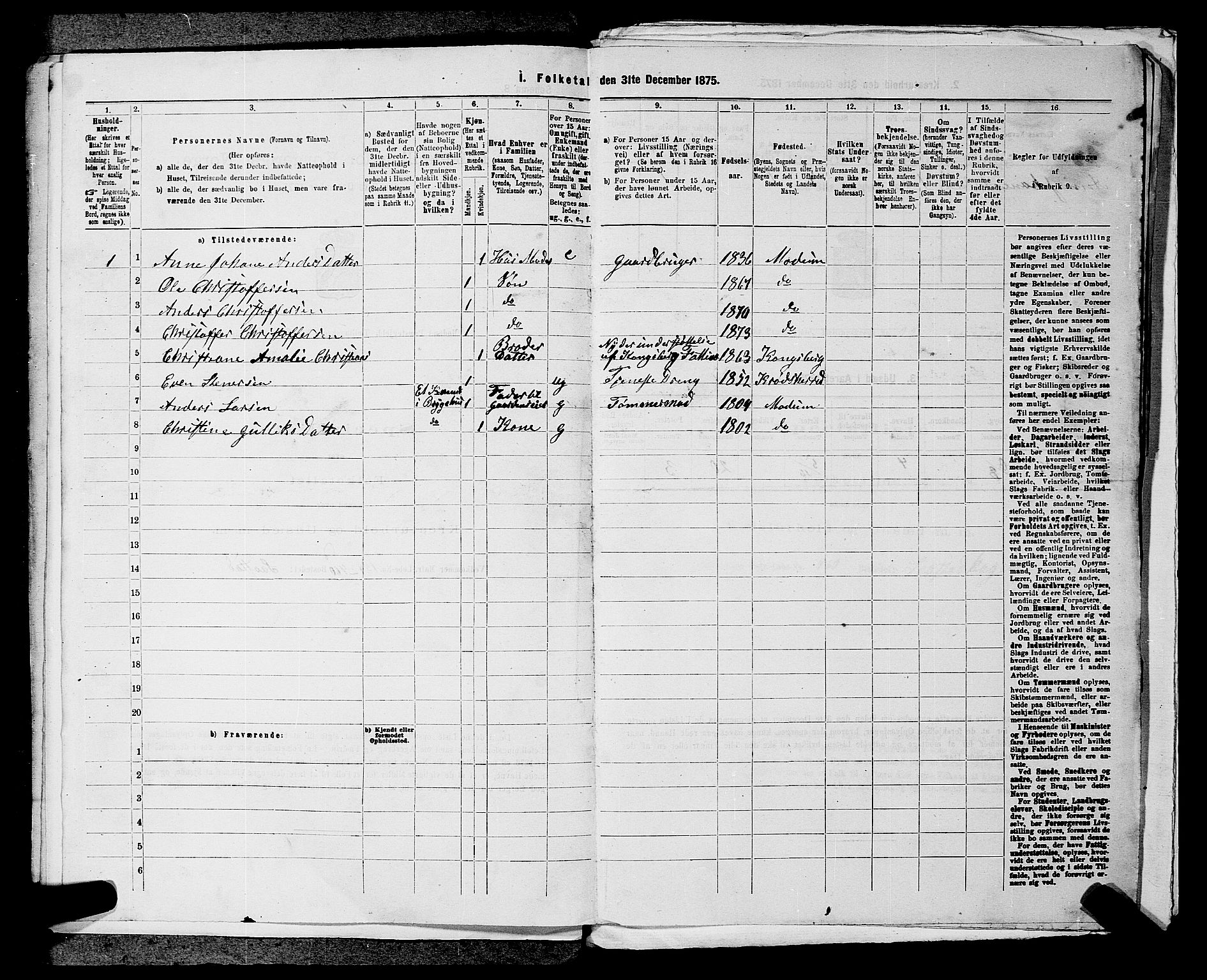 SAKO, 1875 census for 0623P Modum, 1875, p. 2719