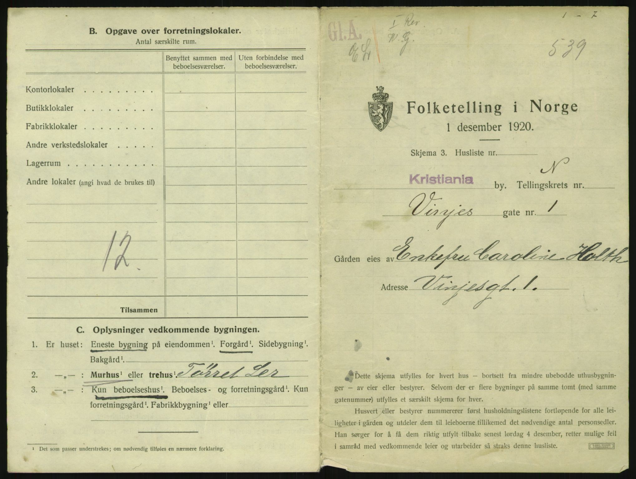 SAO, 1920 census for Kristiania, 1920, p. 129749