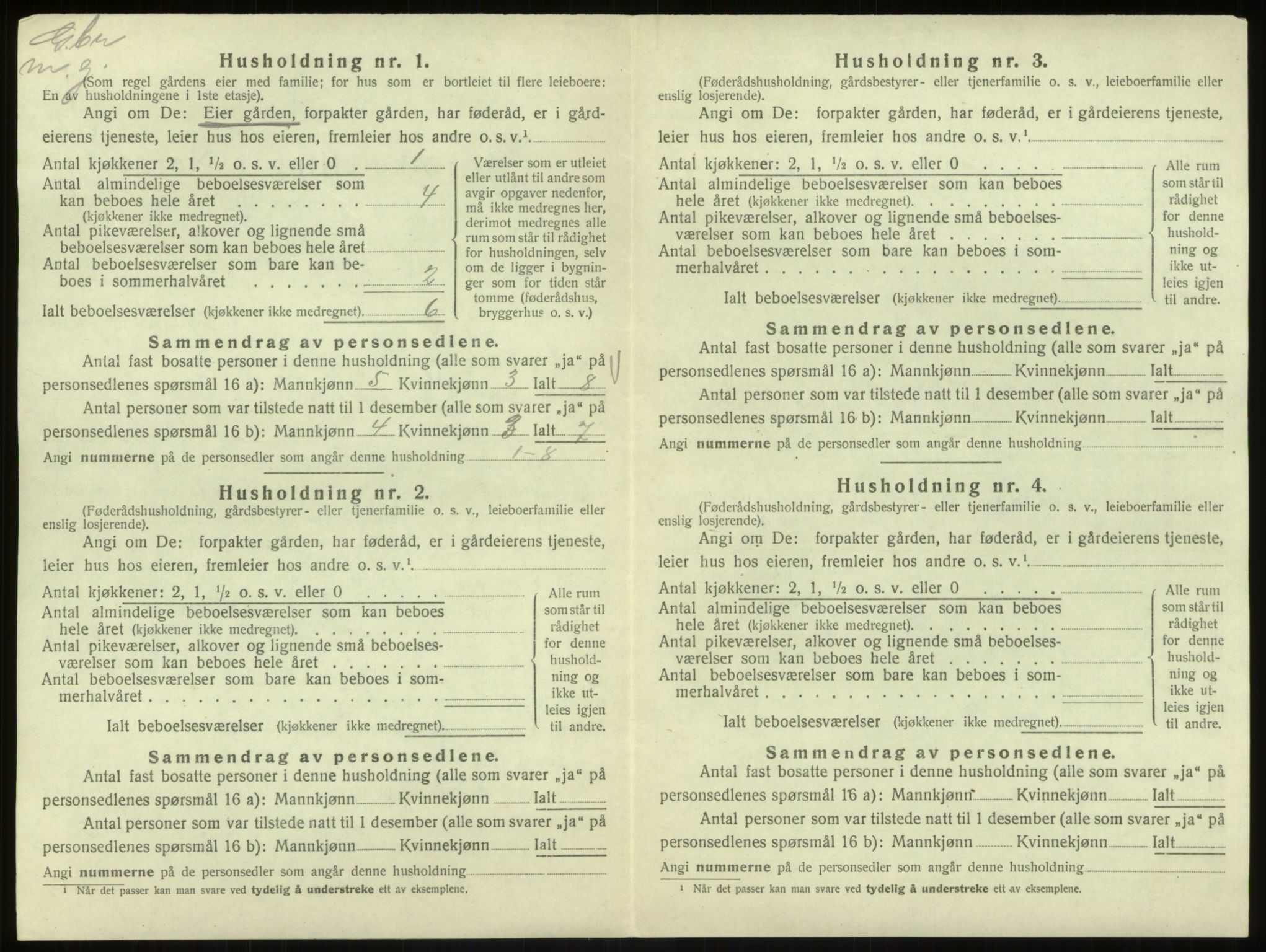 SAB, 1920 census for Hosanger, 1920, p. 879