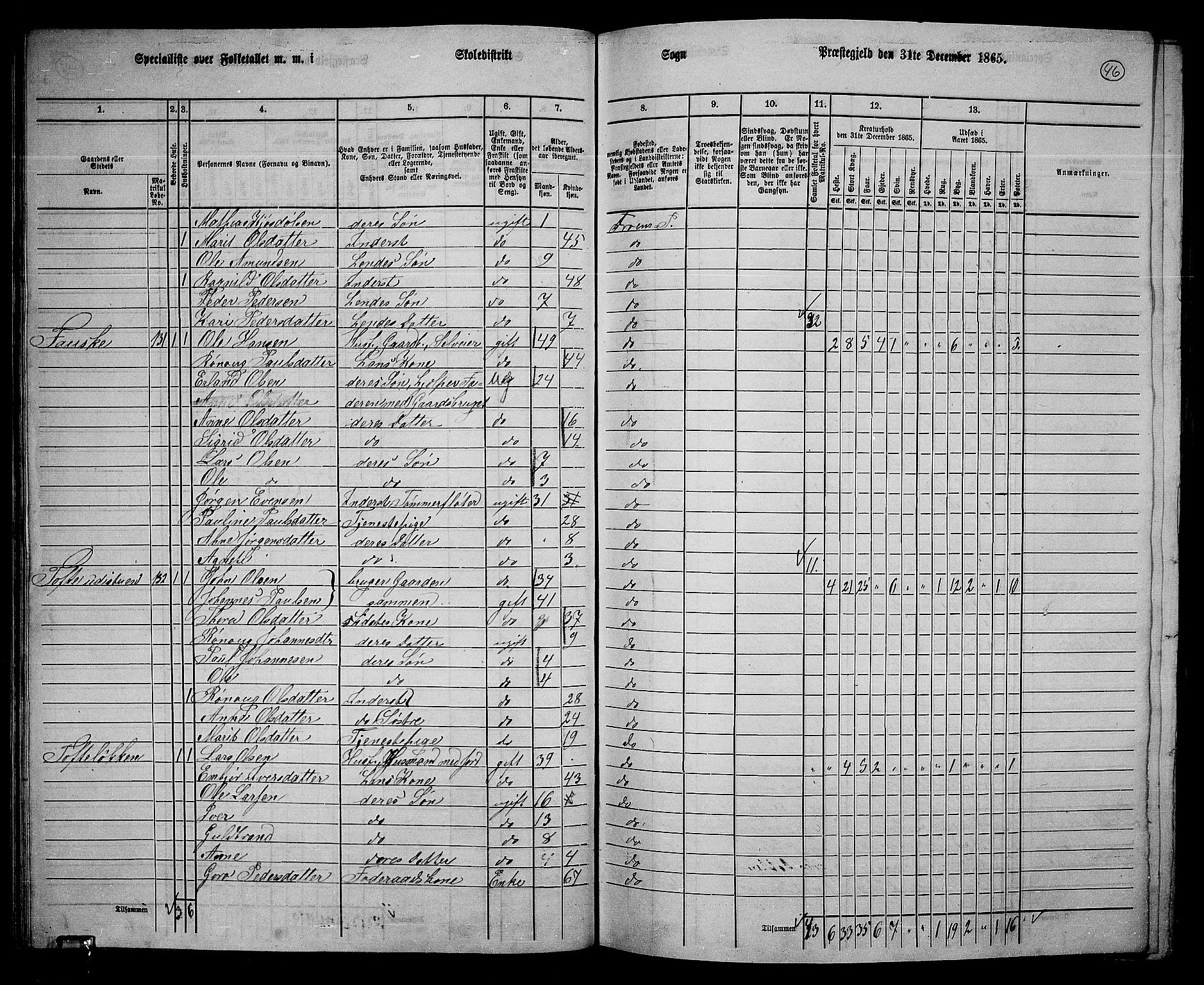 RA, 1865 census for Sør-Fron, 1865, p. 41