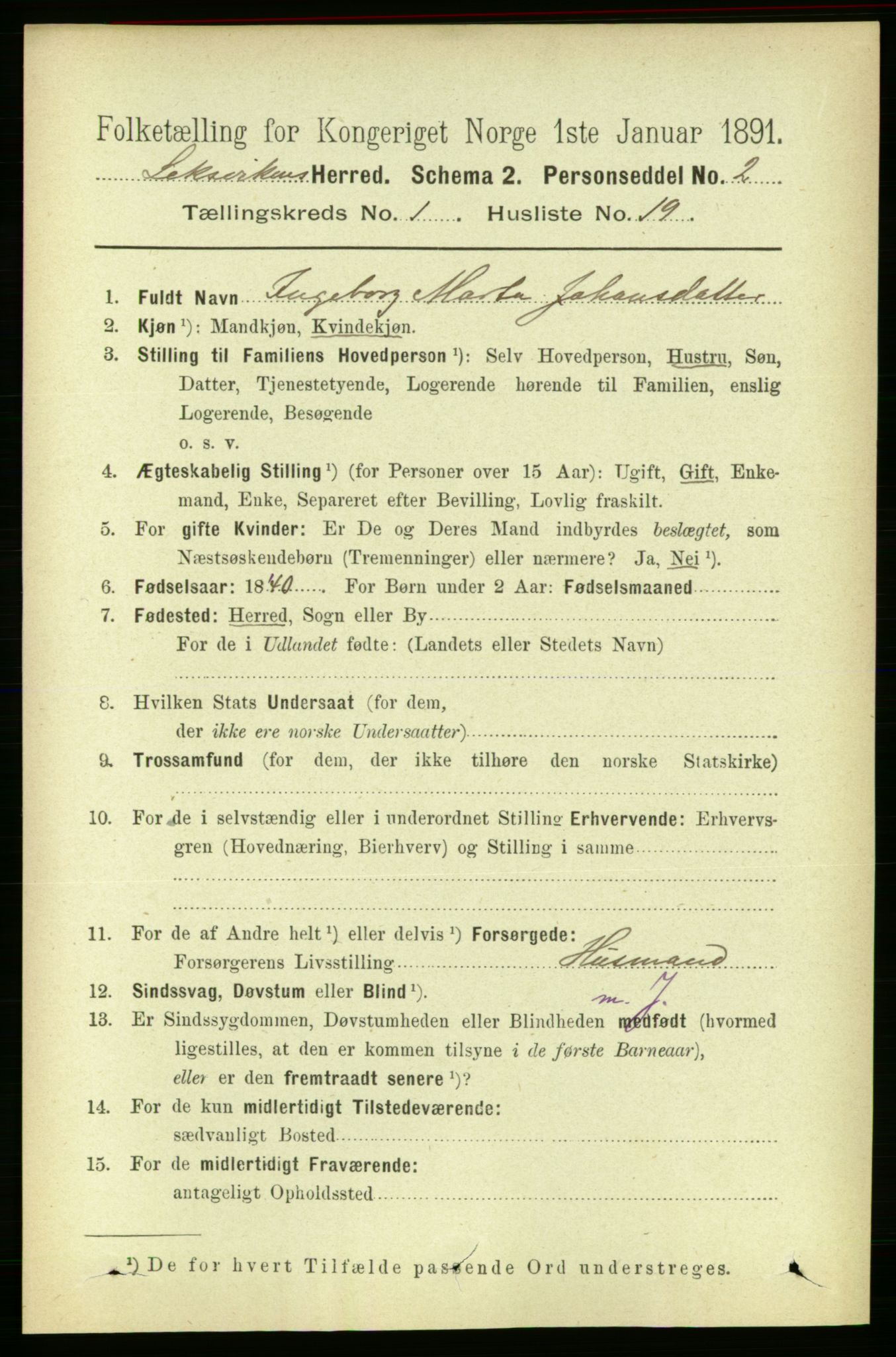 RA, 1891 census for 1718 Leksvik, 1891, p. 225