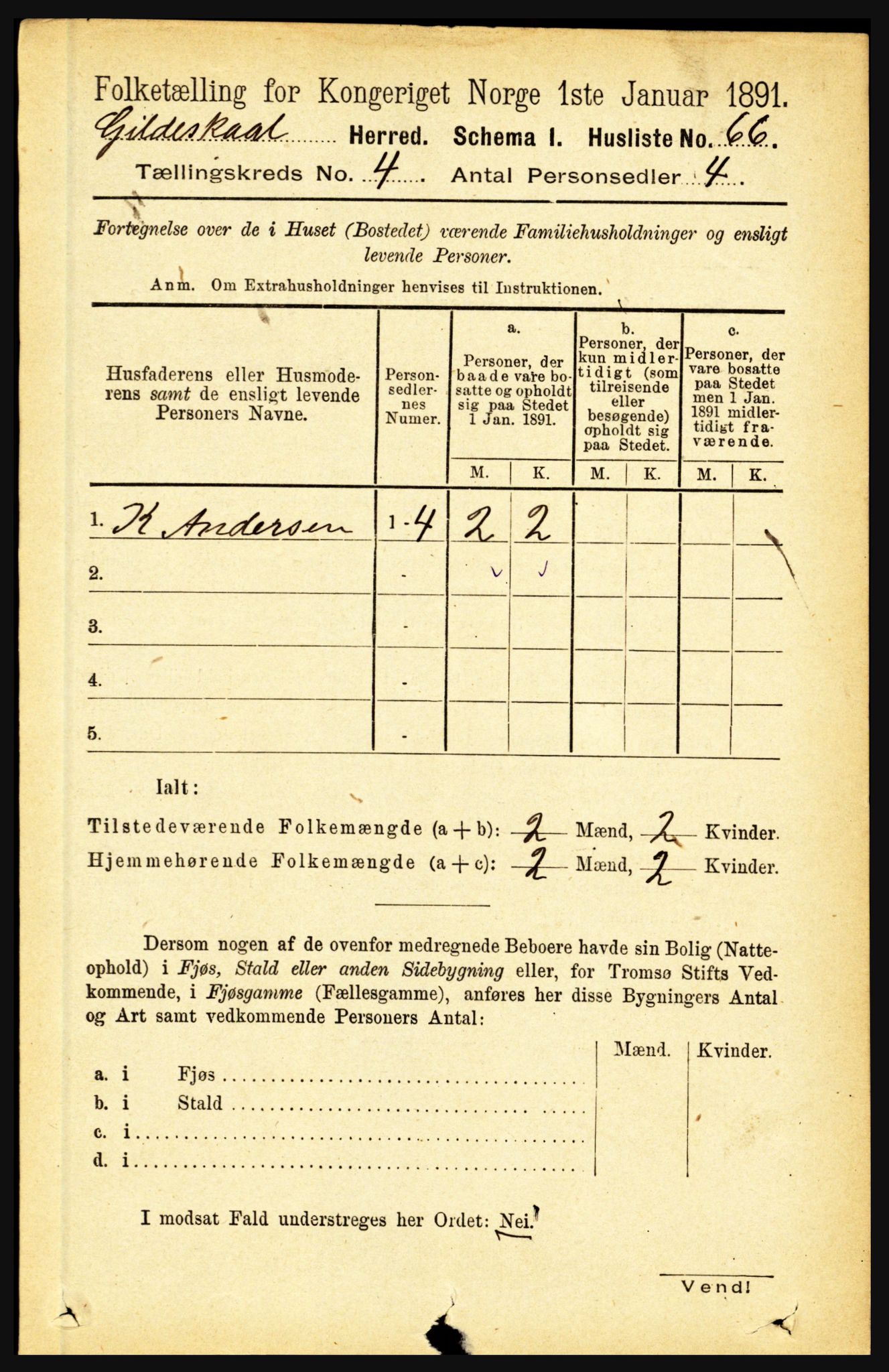 RA, 1891 census for 1838 Gildeskål, 1891, p. 1065