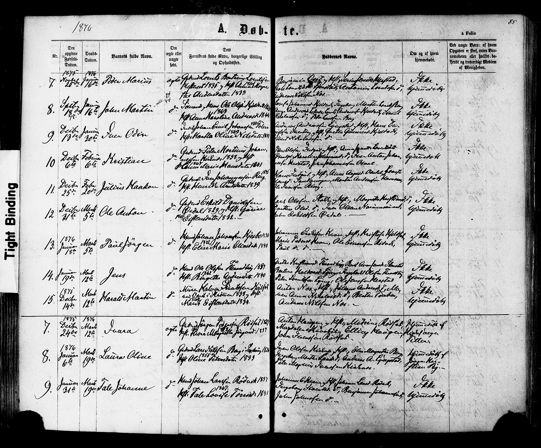 Ministerialprotokoller, klokkerbøker og fødselsregistre - Nord-Trøndelag, SAT/A-1458/730/L0284: Parish register (official) no. 730A09, 1866-1878, p. 85