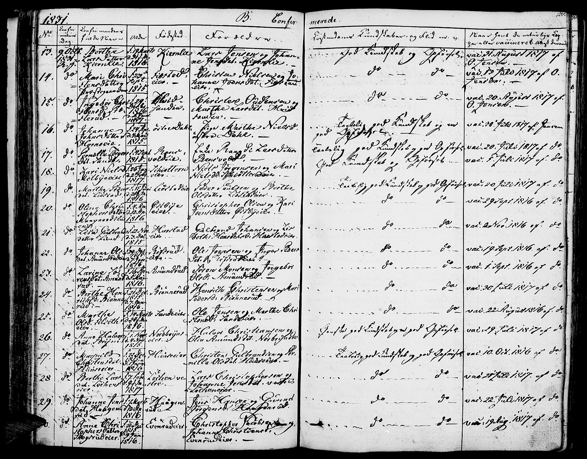 Romedal prestekontor, AV/SAH-PREST-004/K/L0003: Parish register (official) no. 3, 1829-1846, p. 121