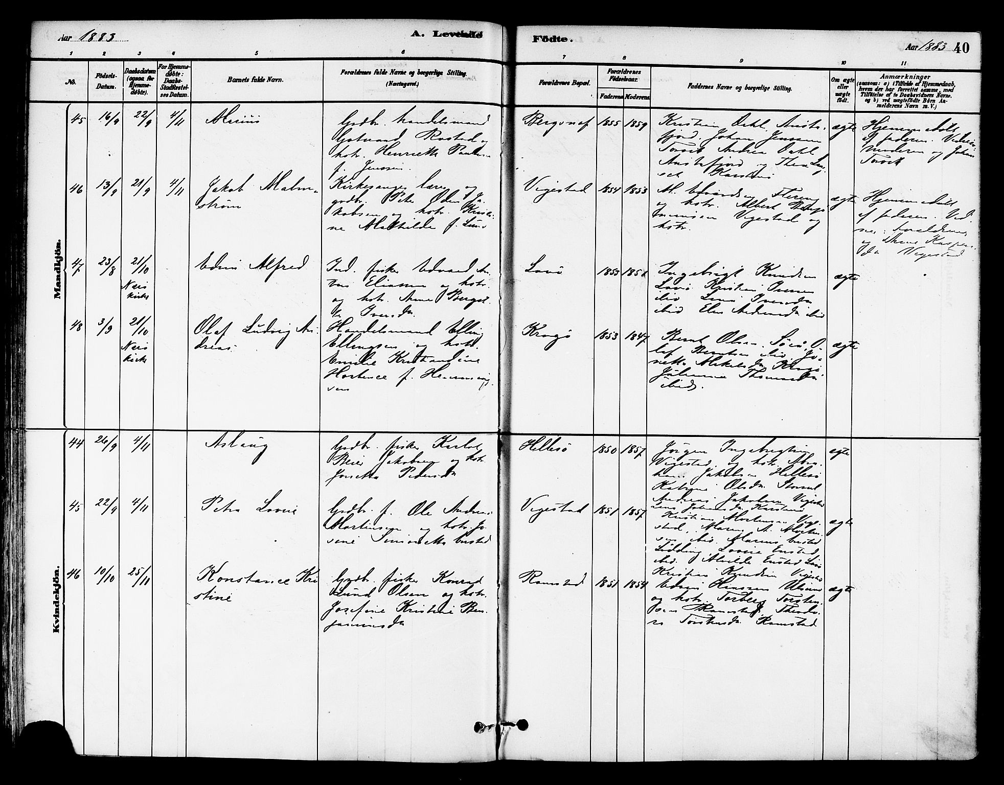 Ministerialprotokoller, klokkerbøker og fødselsregistre - Nord-Trøndelag, AV/SAT-A-1458/786/L0686: Parish register (official) no. 786A02, 1880-1887, p. 40