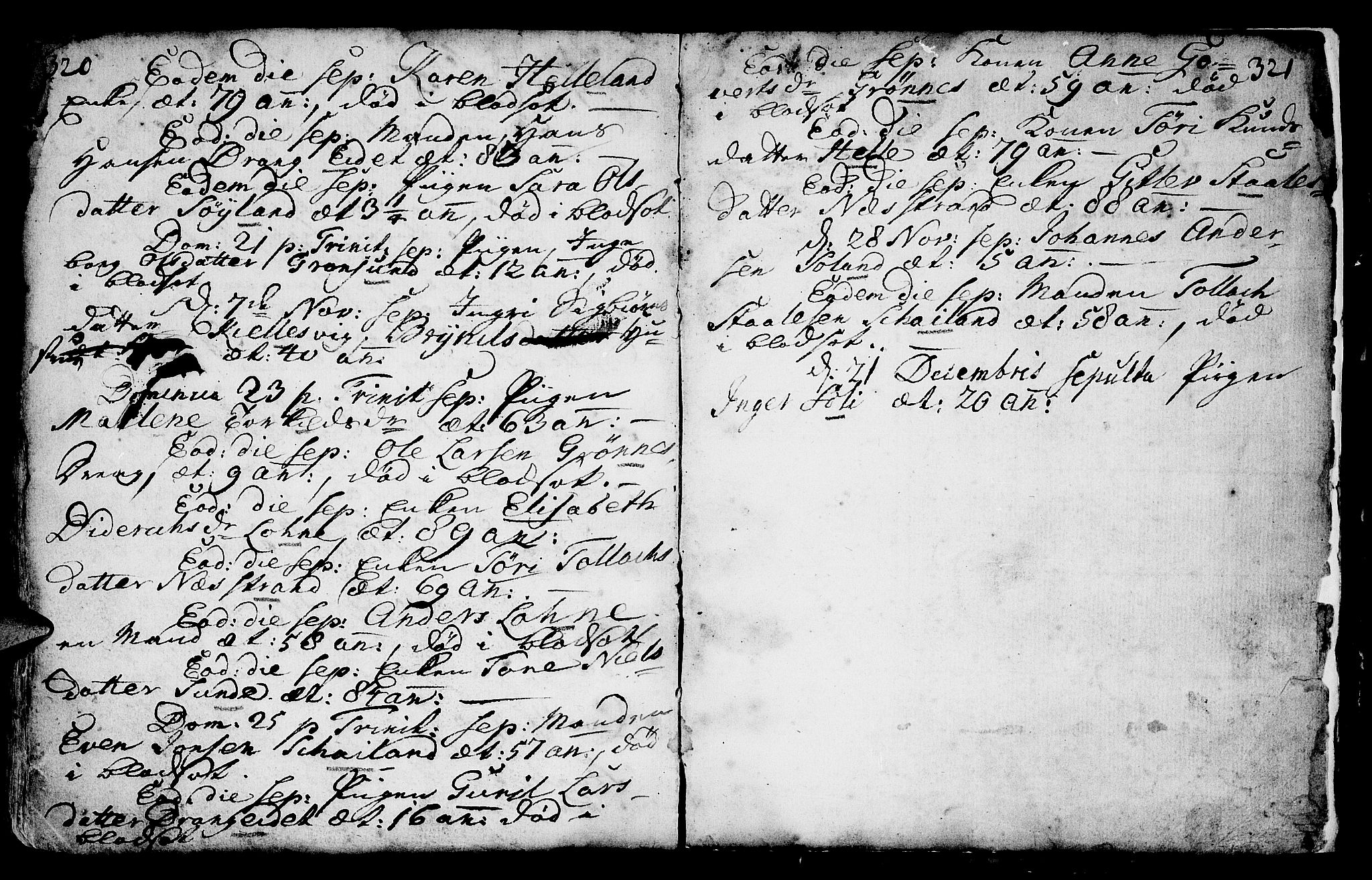 Lund sokneprestkontor, AV/SAST-A-101809/S06/L0002: Parish register (official) no. A 2, 1738-1760, p. 320-321