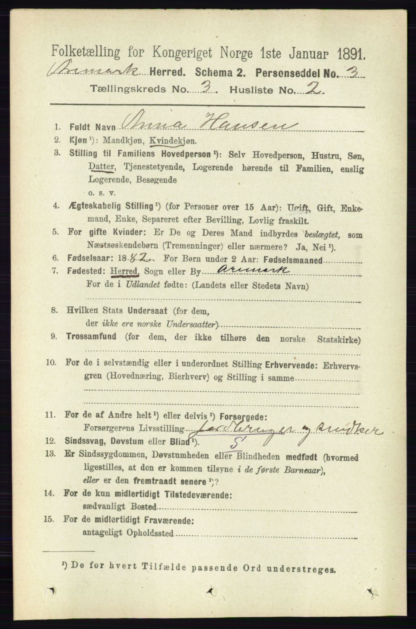 RA, 1891 census for 0118 Aremark, 1891, p. 1417