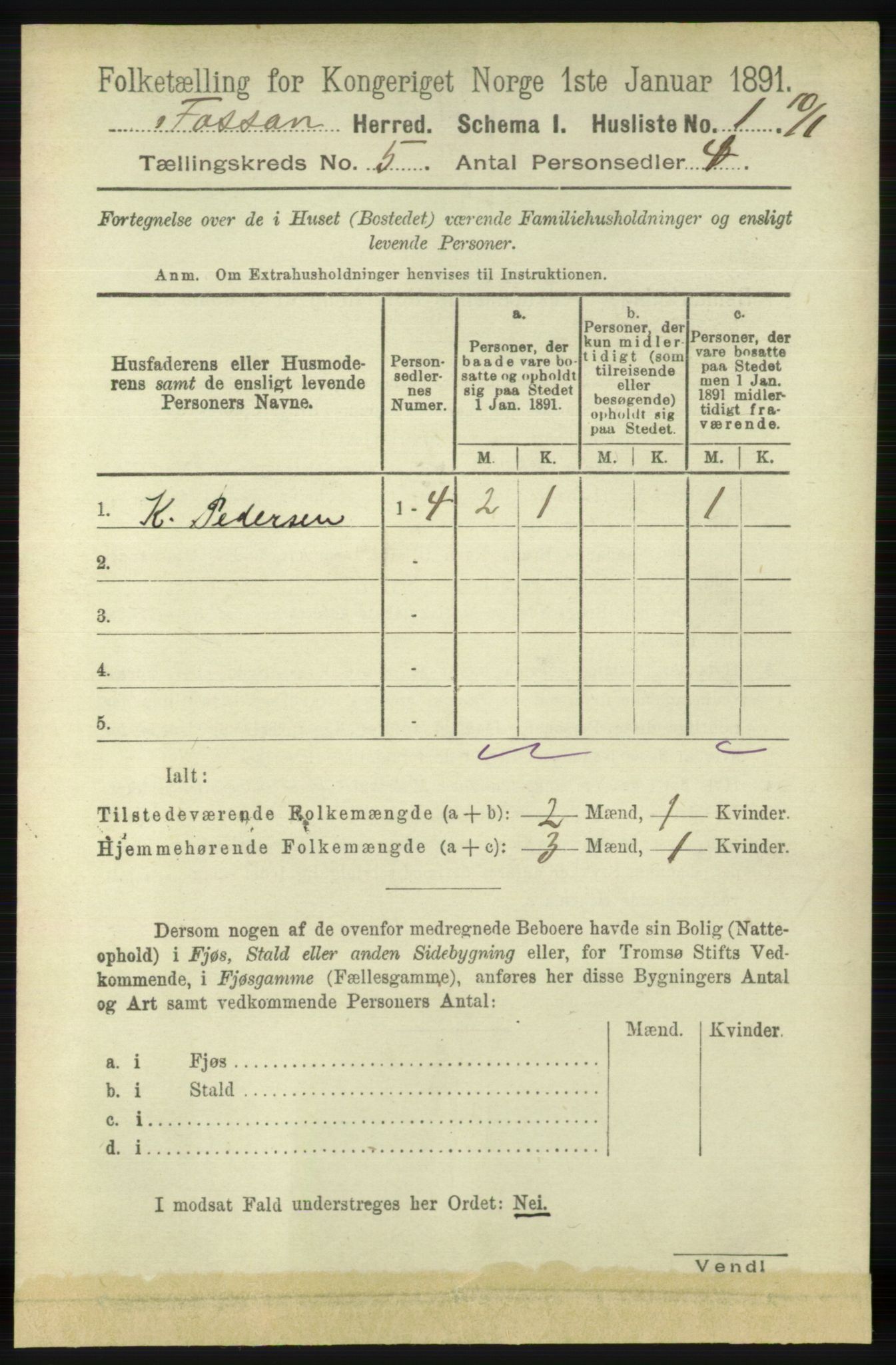 RA, 1891 census for 1129 Forsand, 1891, p. 733